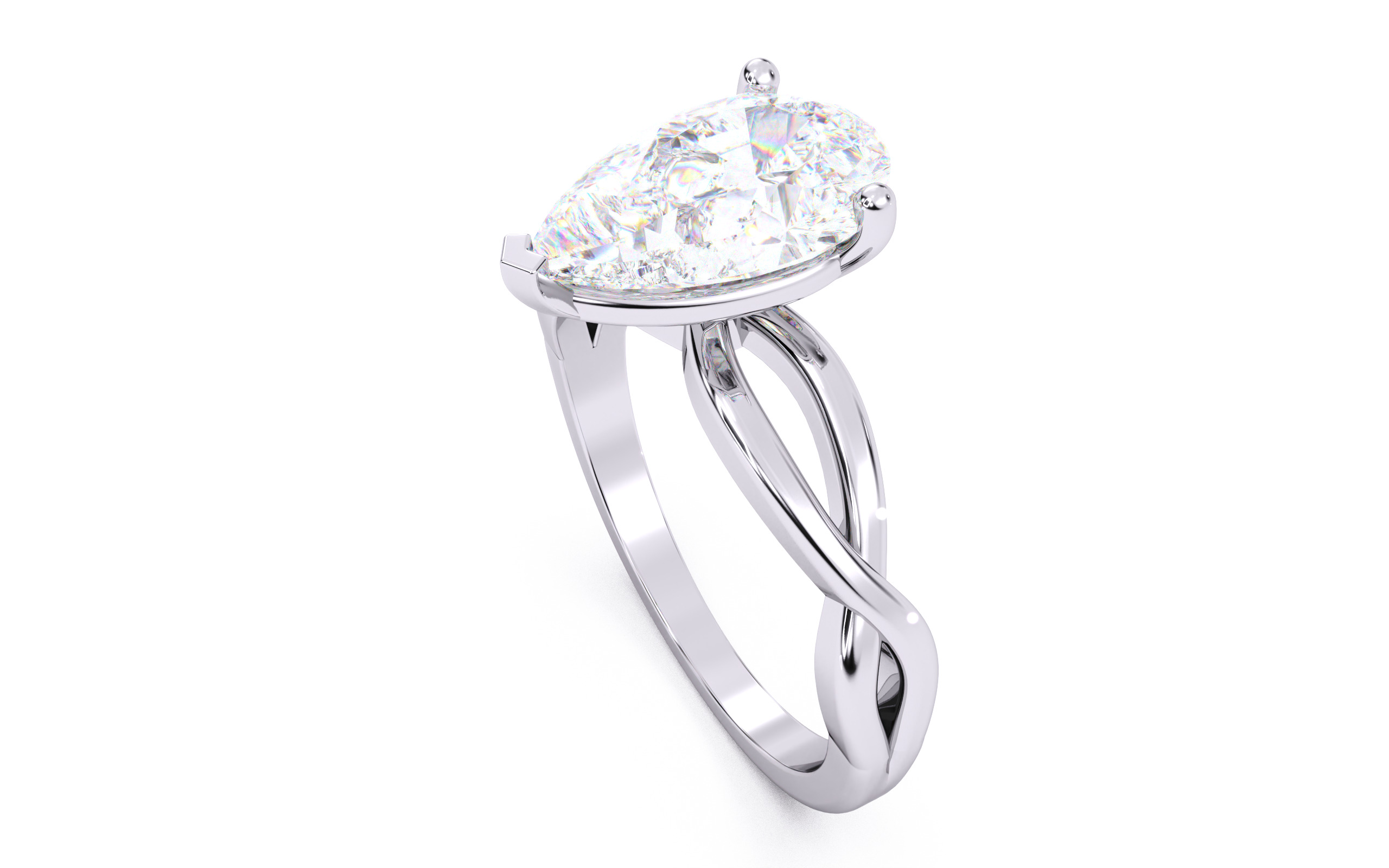 Pear Diamond Solitaire Ring 3D print model 3D print model_9