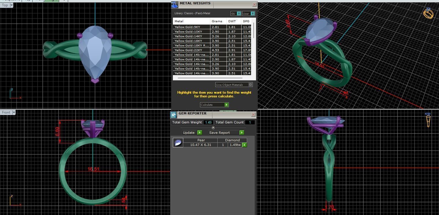 Pear Diamond Solitaire Ring 3D print model 3D print model_1