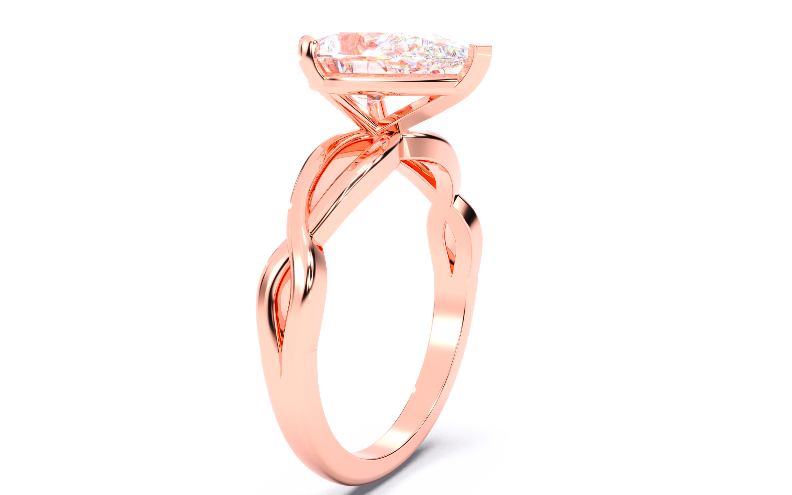 Pear Diamond Solitaire Ring 3D print model 3D print model_12