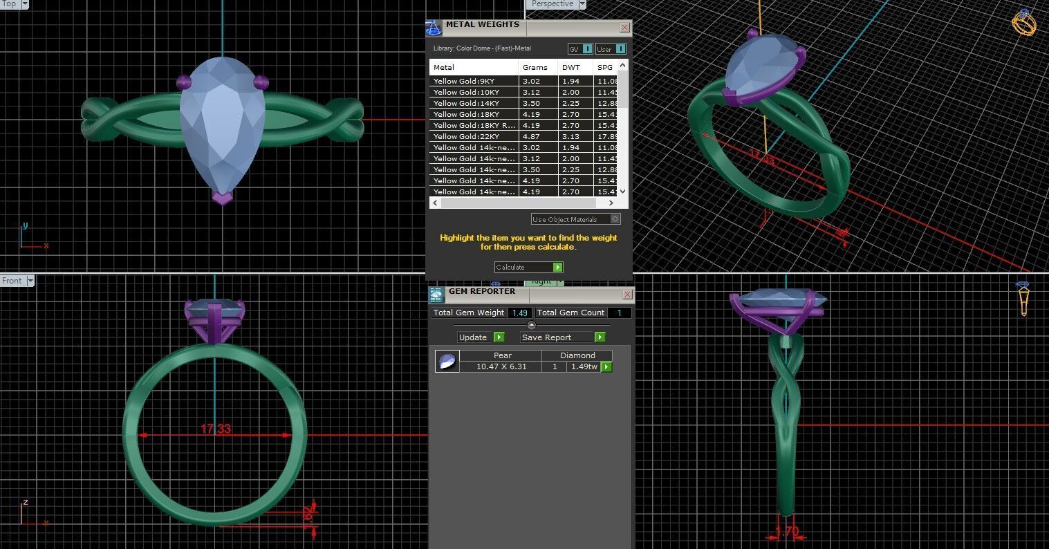 Pear Diamond Solitaire Ring 3D print model 3D print model_25