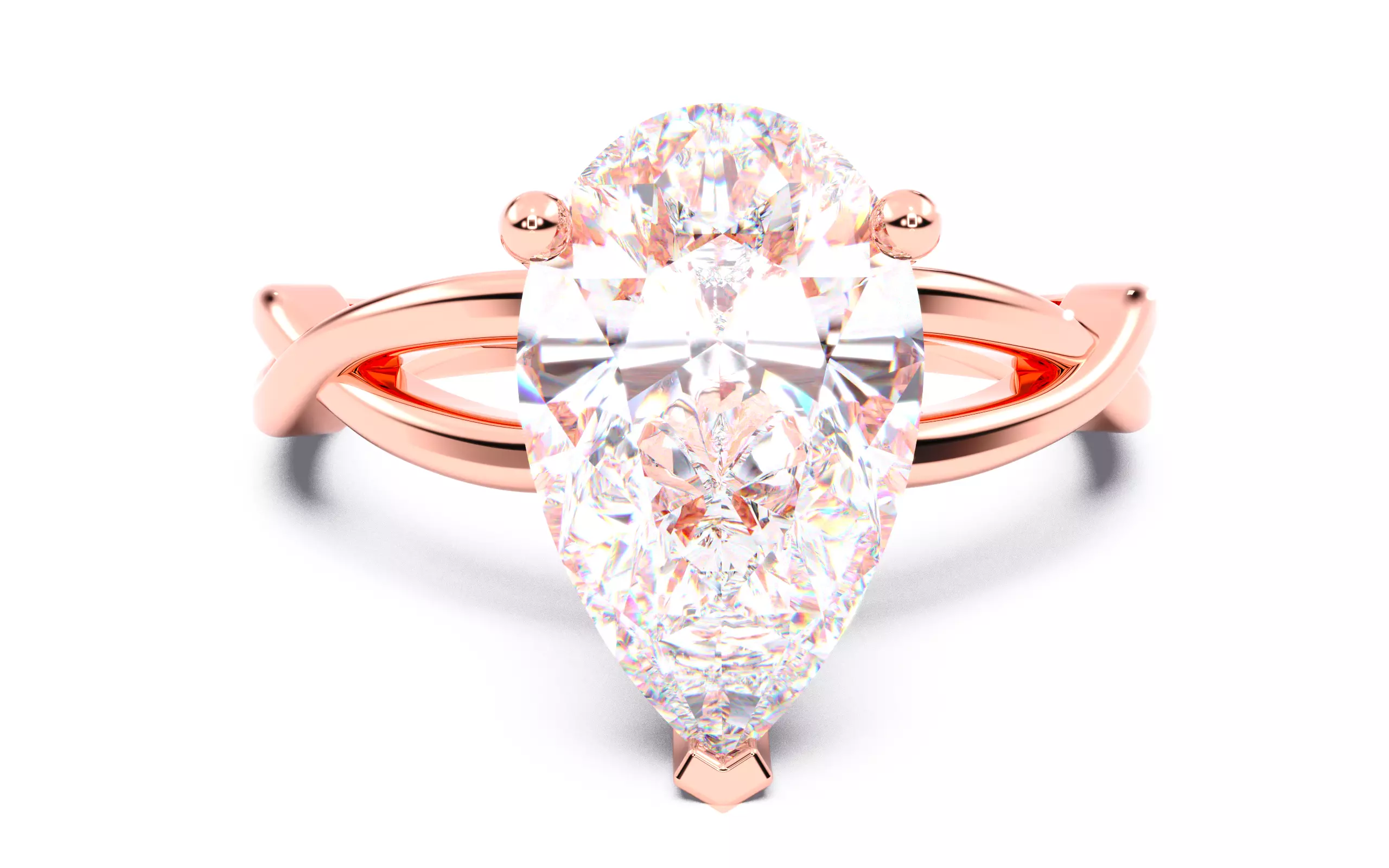 Pear Diamond Solitaire Ring 3D print model 3D print model_0