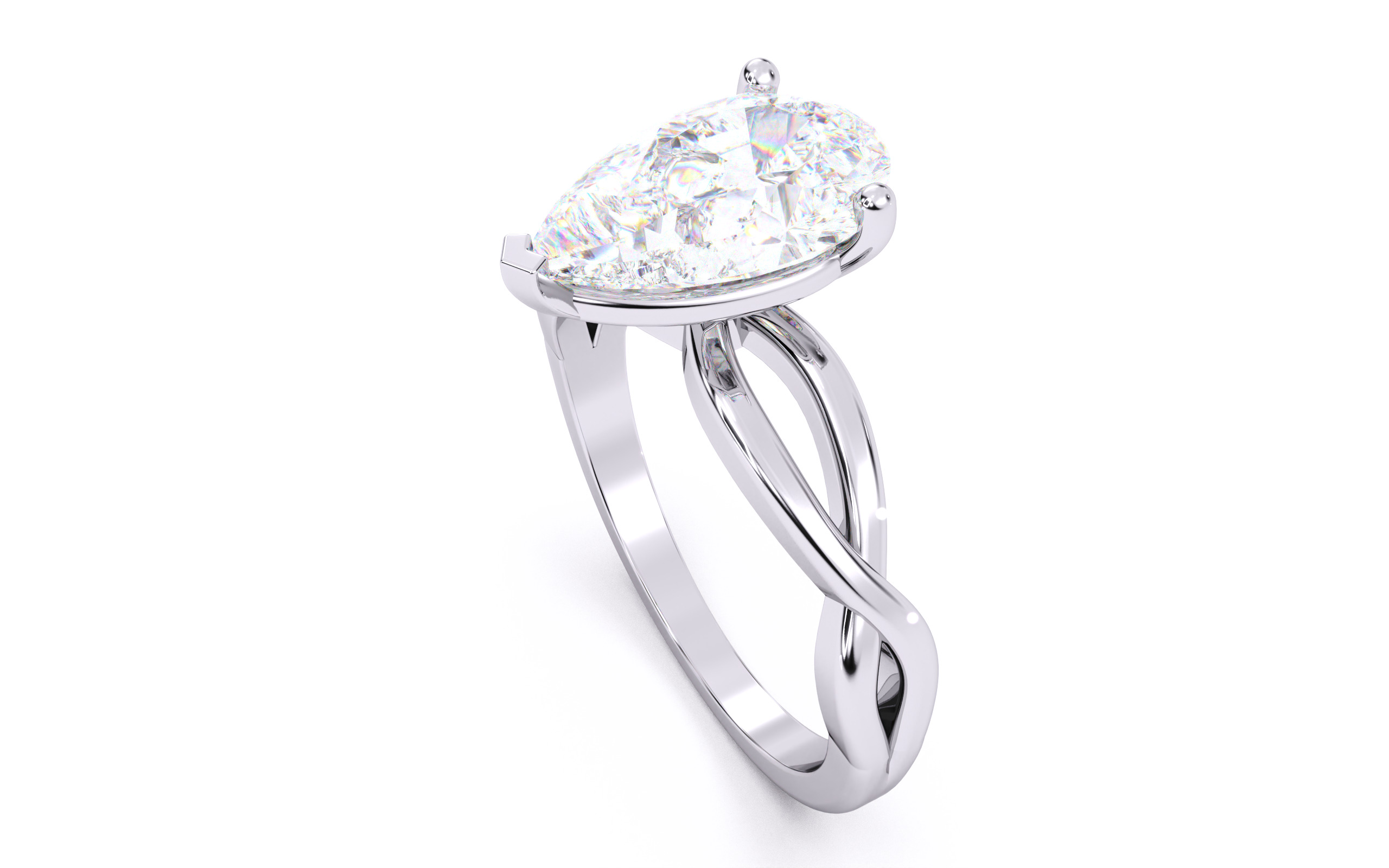 Pear Diamond Solitaire Ring 3D print model 3D print model_8