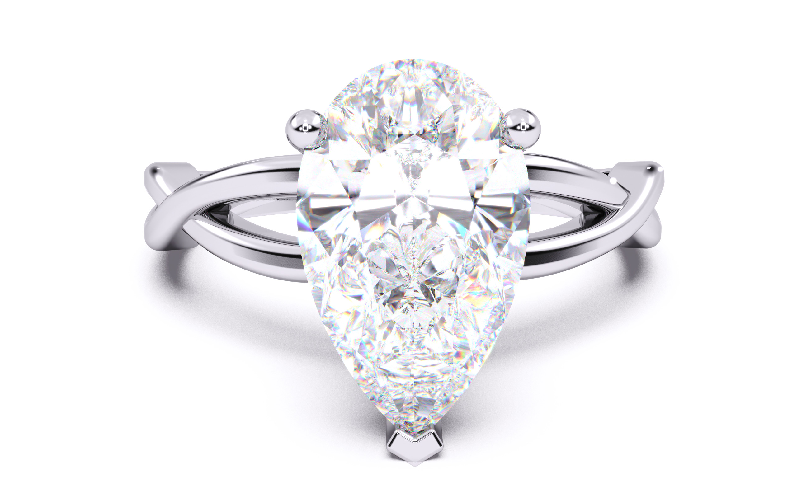 Pear Diamond Solitaire Ring 3D print model 3D print model_19