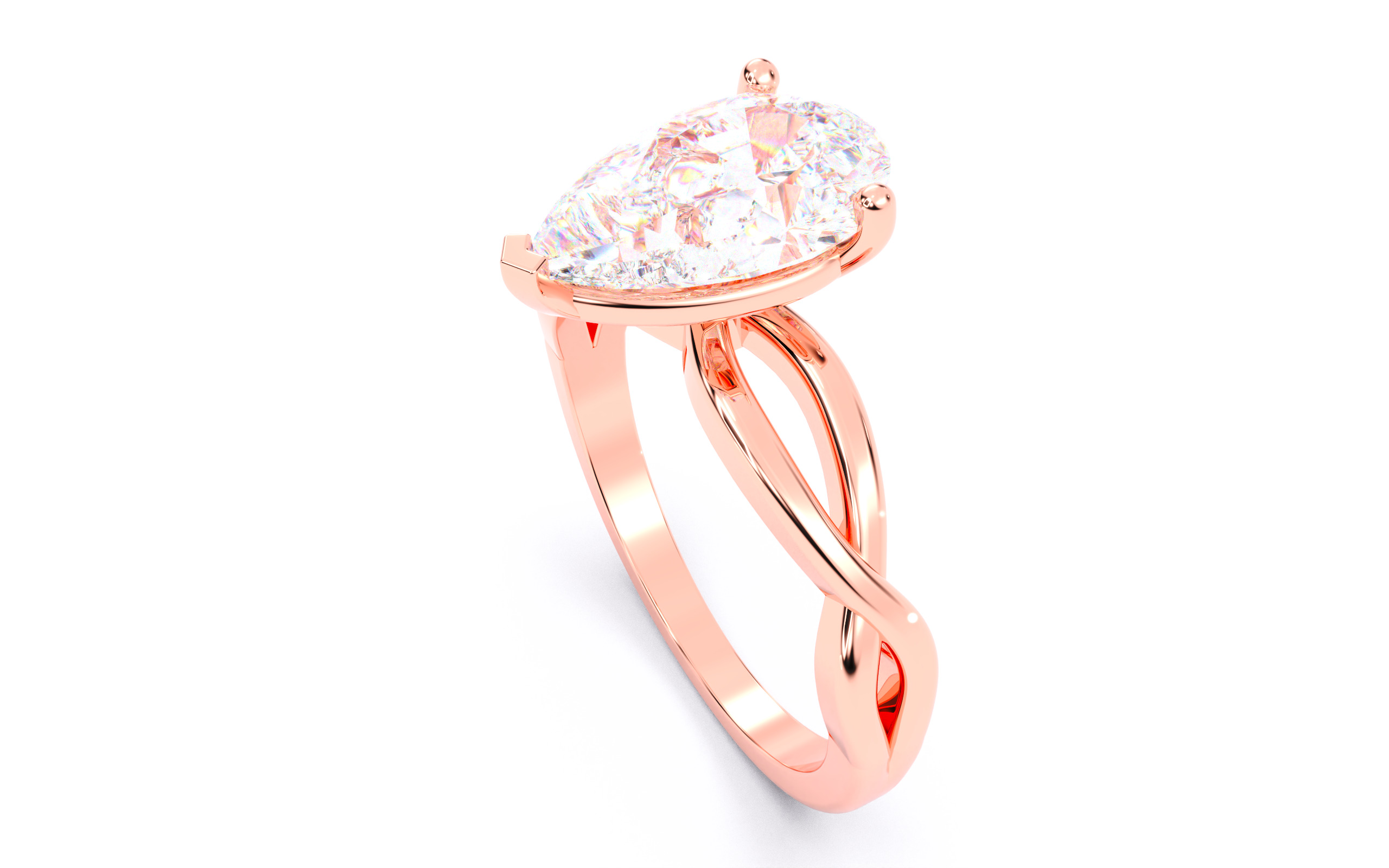 Pear Diamond Solitaire Ring 3D print model 3D print model_10