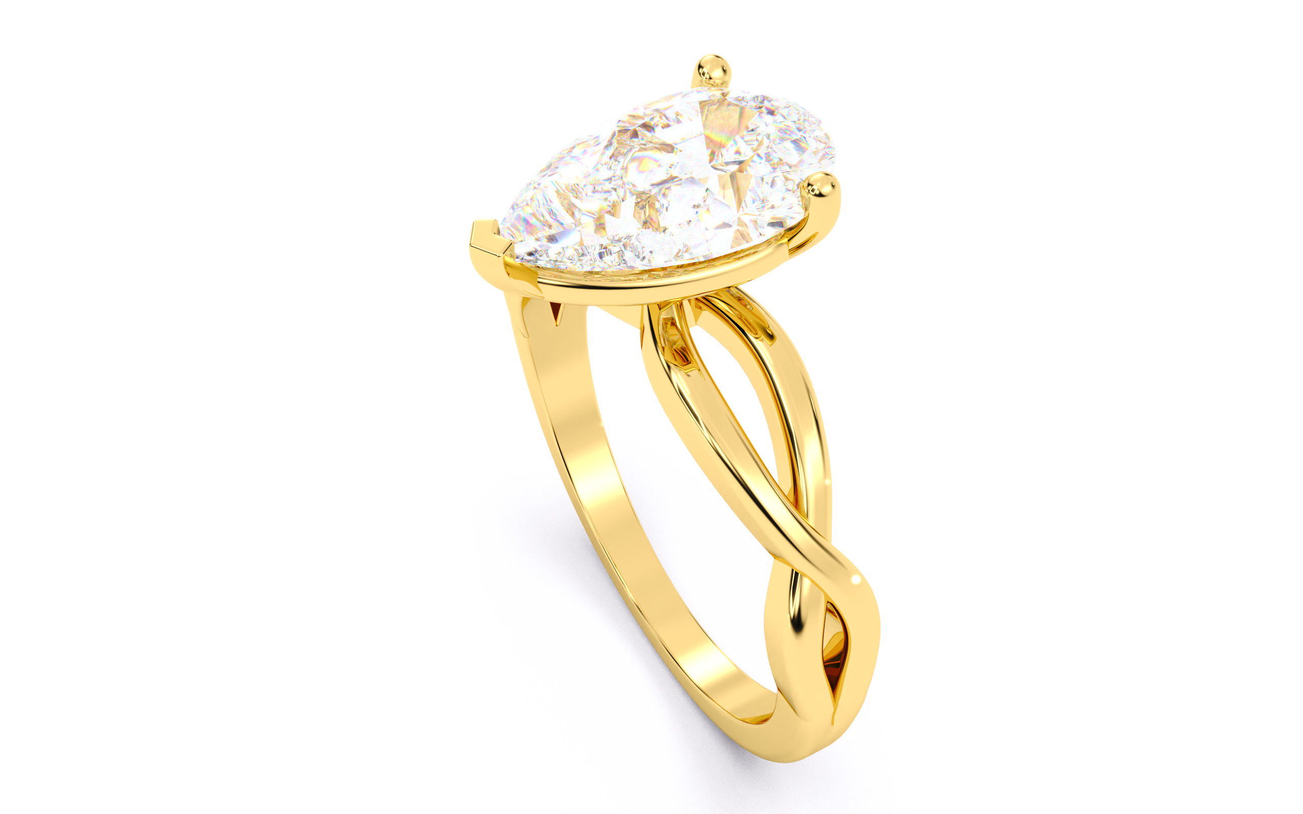 Pear Diamond Solitaire Ring 3D print model 3D print model_6