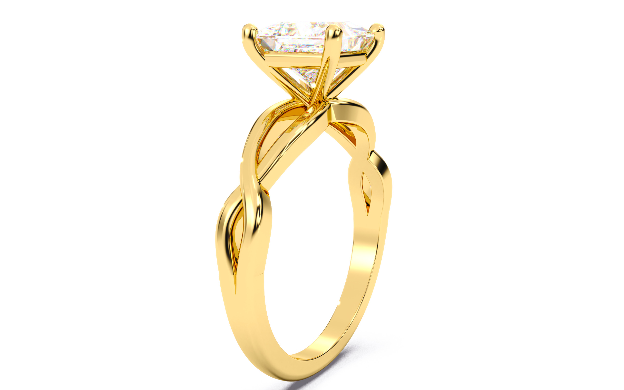 Princess Diamond Solitaire Ring 3D print model 3D print model_18