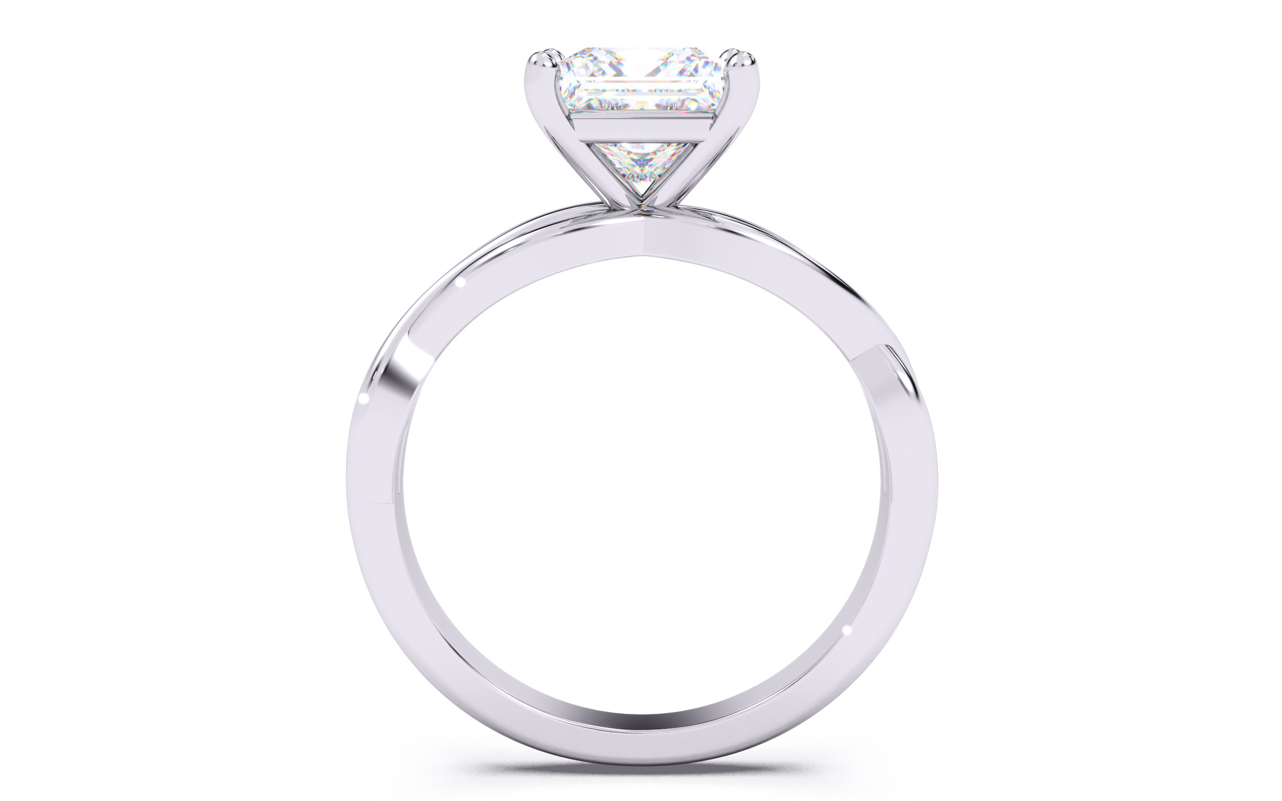 Princess Diamond Solitaire Ring 3D print model 3D print model_3