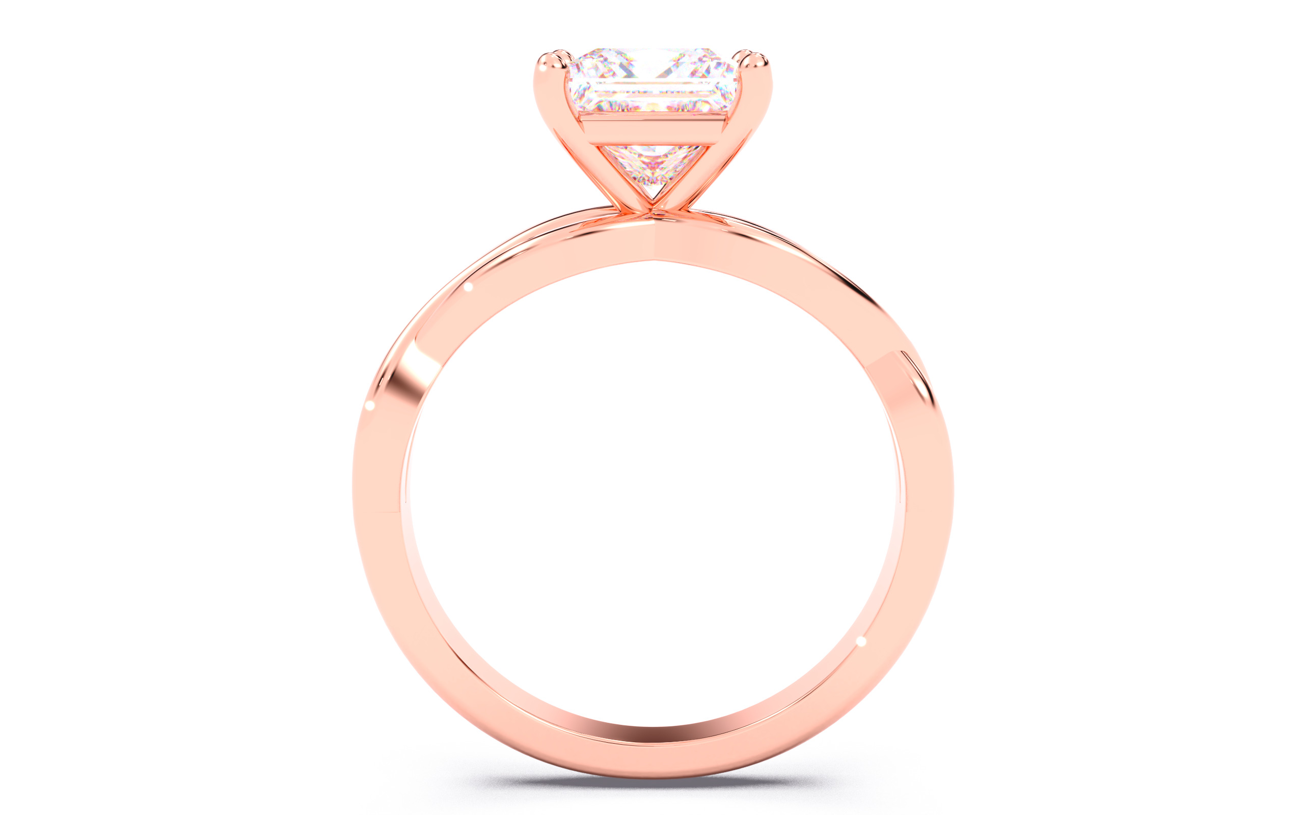 Princess Diamond Solitaire Ring 3D print model 3D print model_23