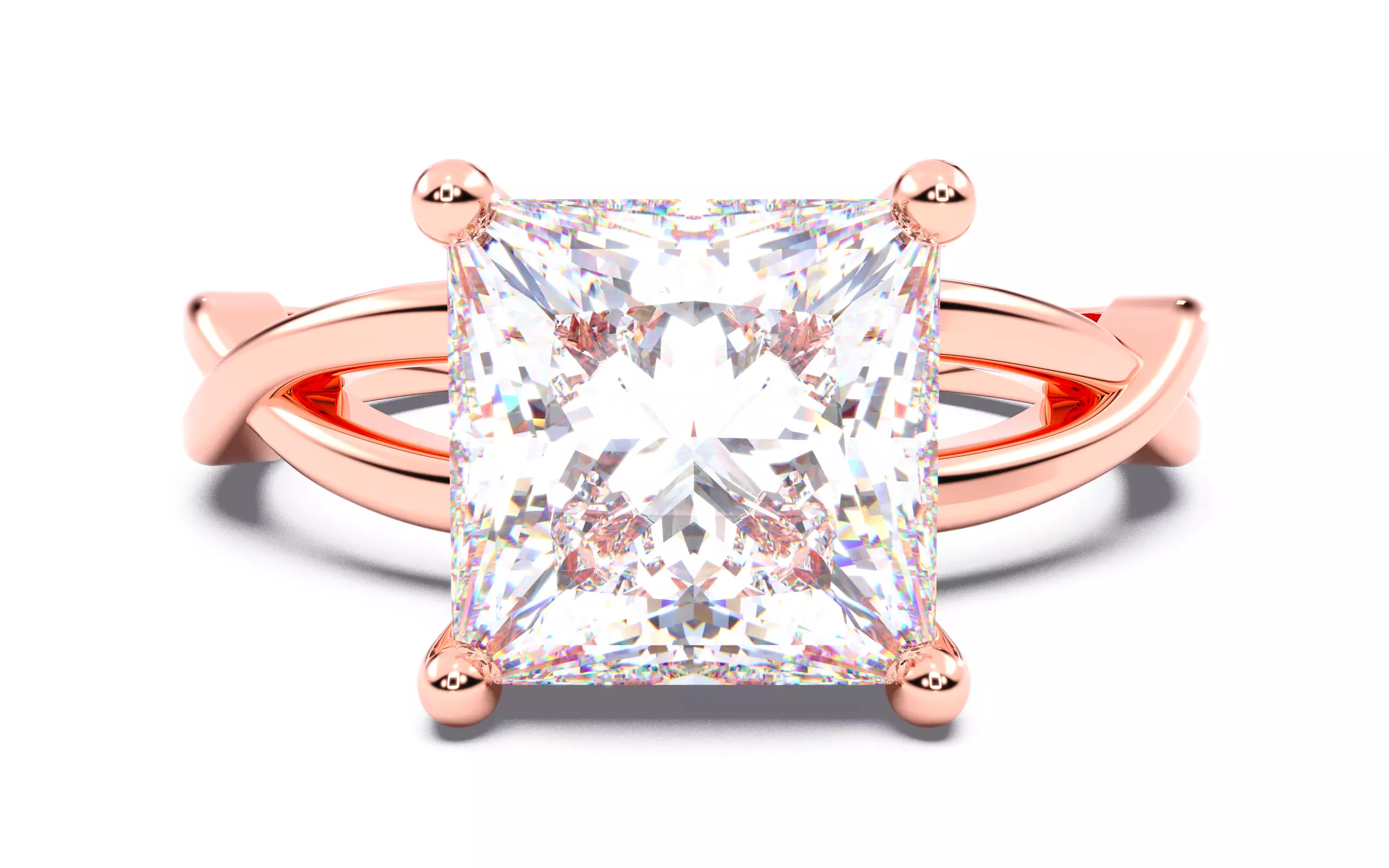 Princess Diamond Solitaire Ring 3D print model 3D print model_0