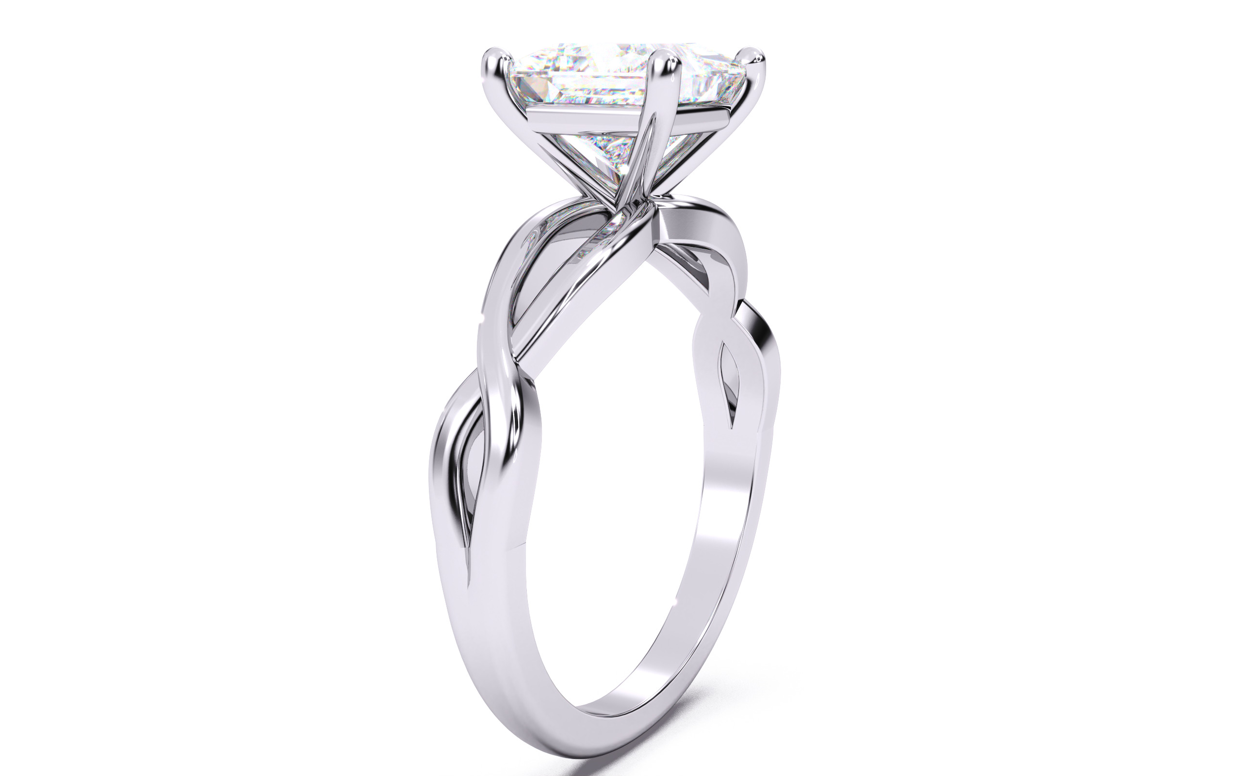 Princess Diamond Solitaire Ring 3D print model 3D print model_16