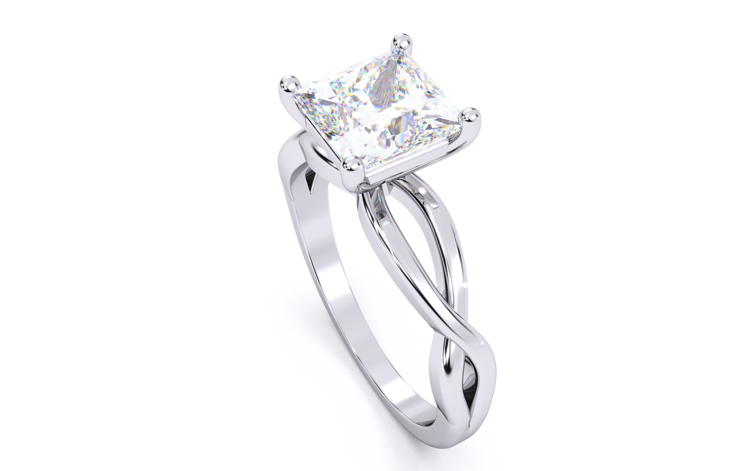Princess Diamond Solitaire Ring 3D print model 3D print model_8