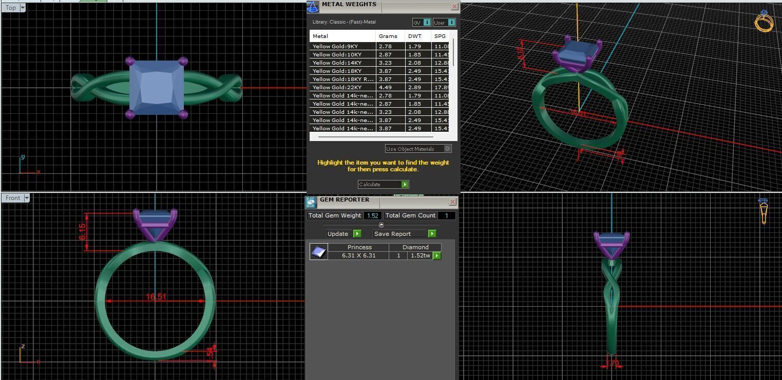 Princess Diamond Solitaire Ring 3D print model 3D print model_1
