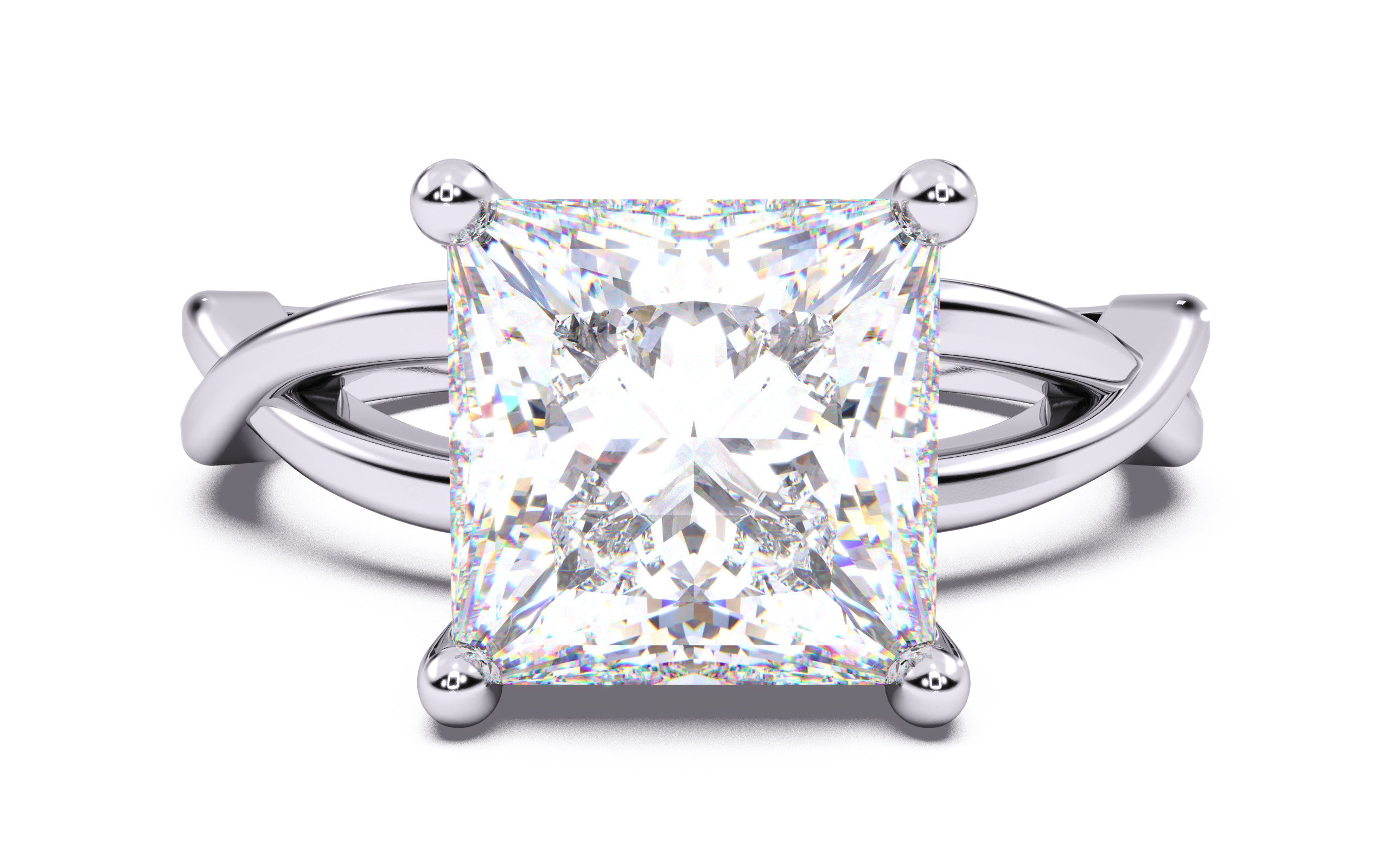 Princess Diamond Solitaire Ring 3D print model 3D print model_20