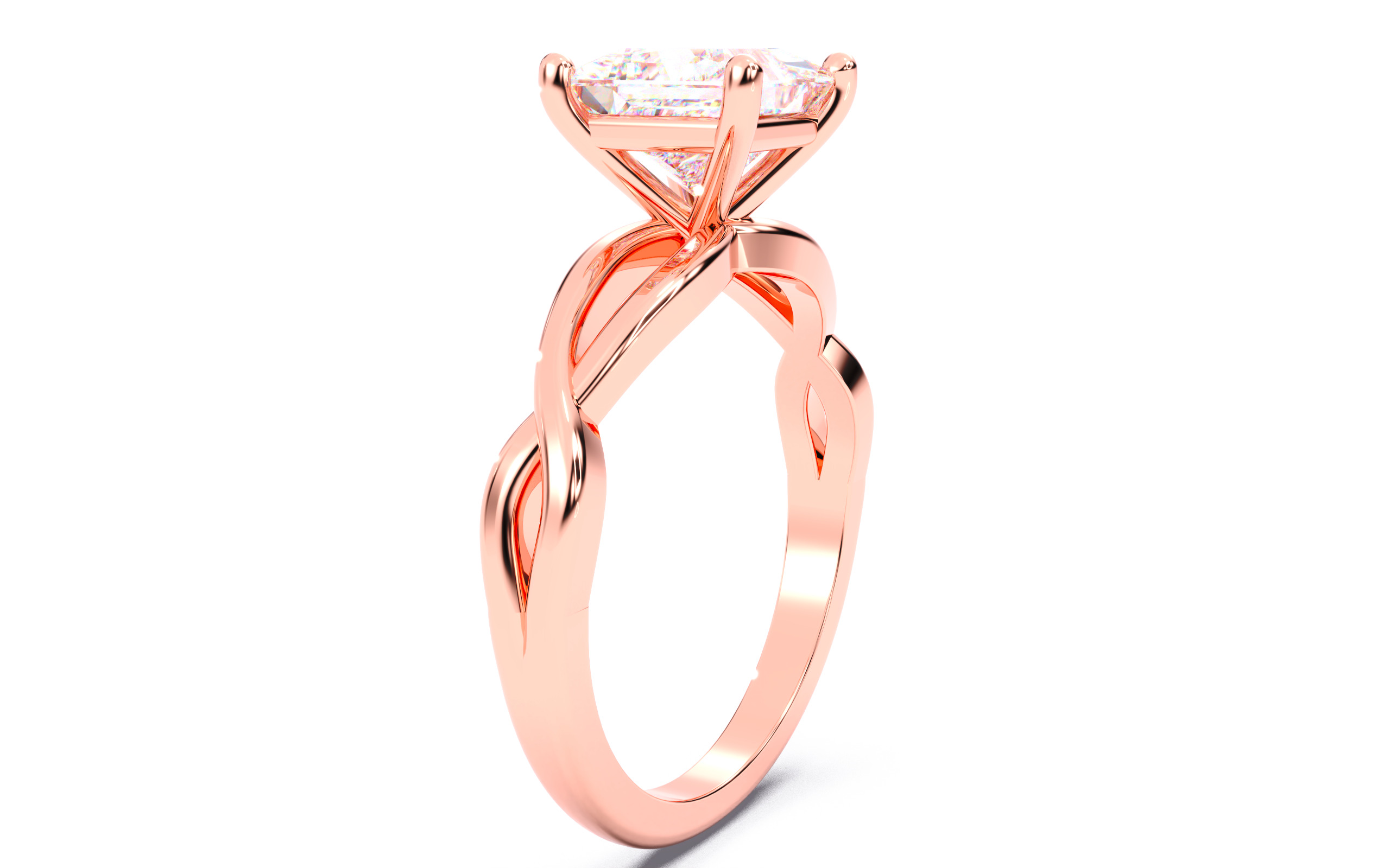 Princess Diamond Solitaire Ring 3D print model 3D print model_14