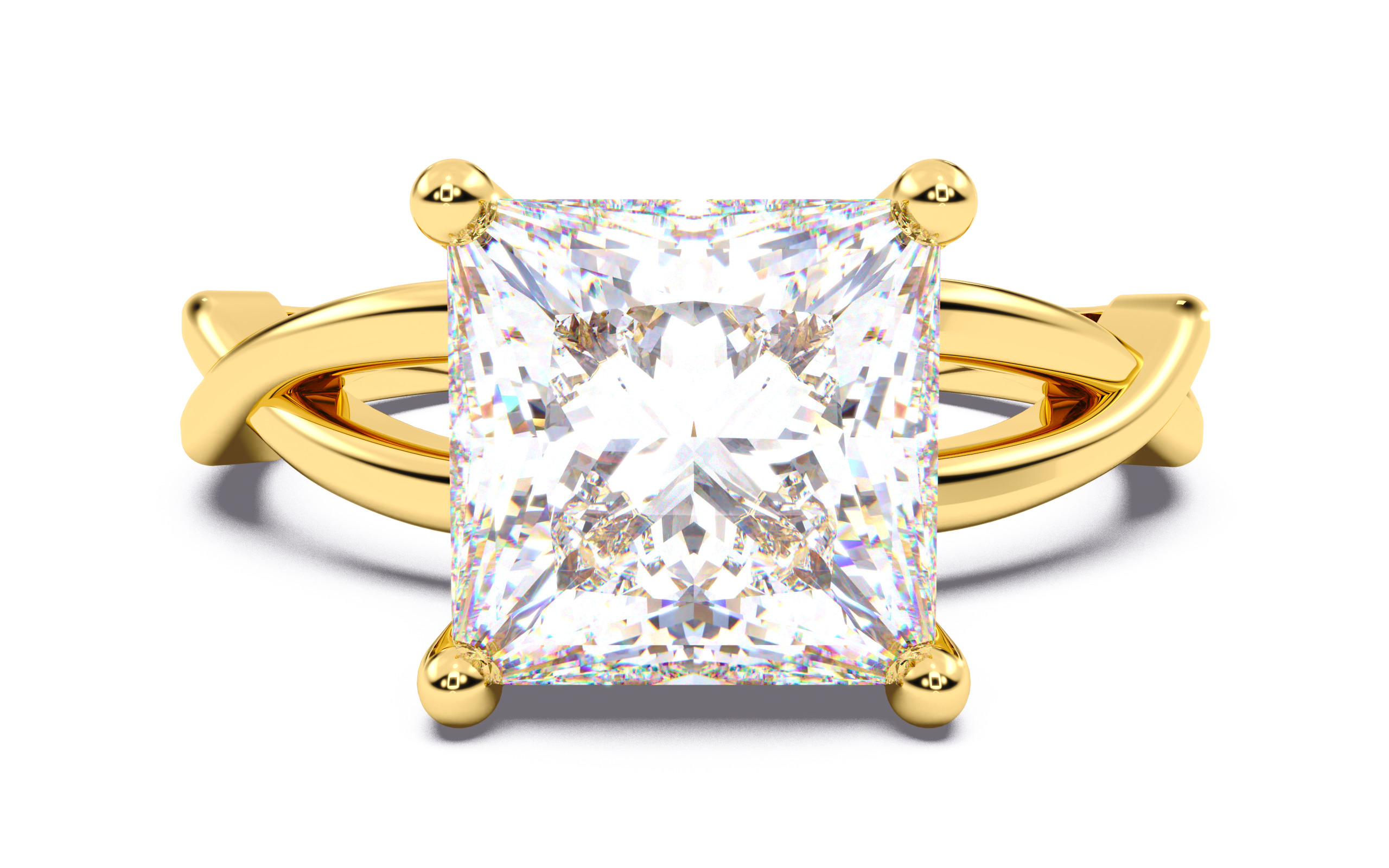 Princess Diamond Solitaire Ring 3D print model 3D print model_13