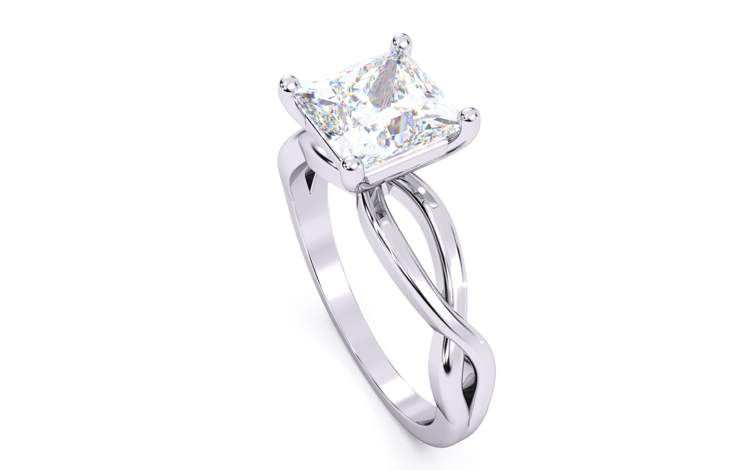 Princess Diamond Solitaire Ring 3D print model 3D print model_9
