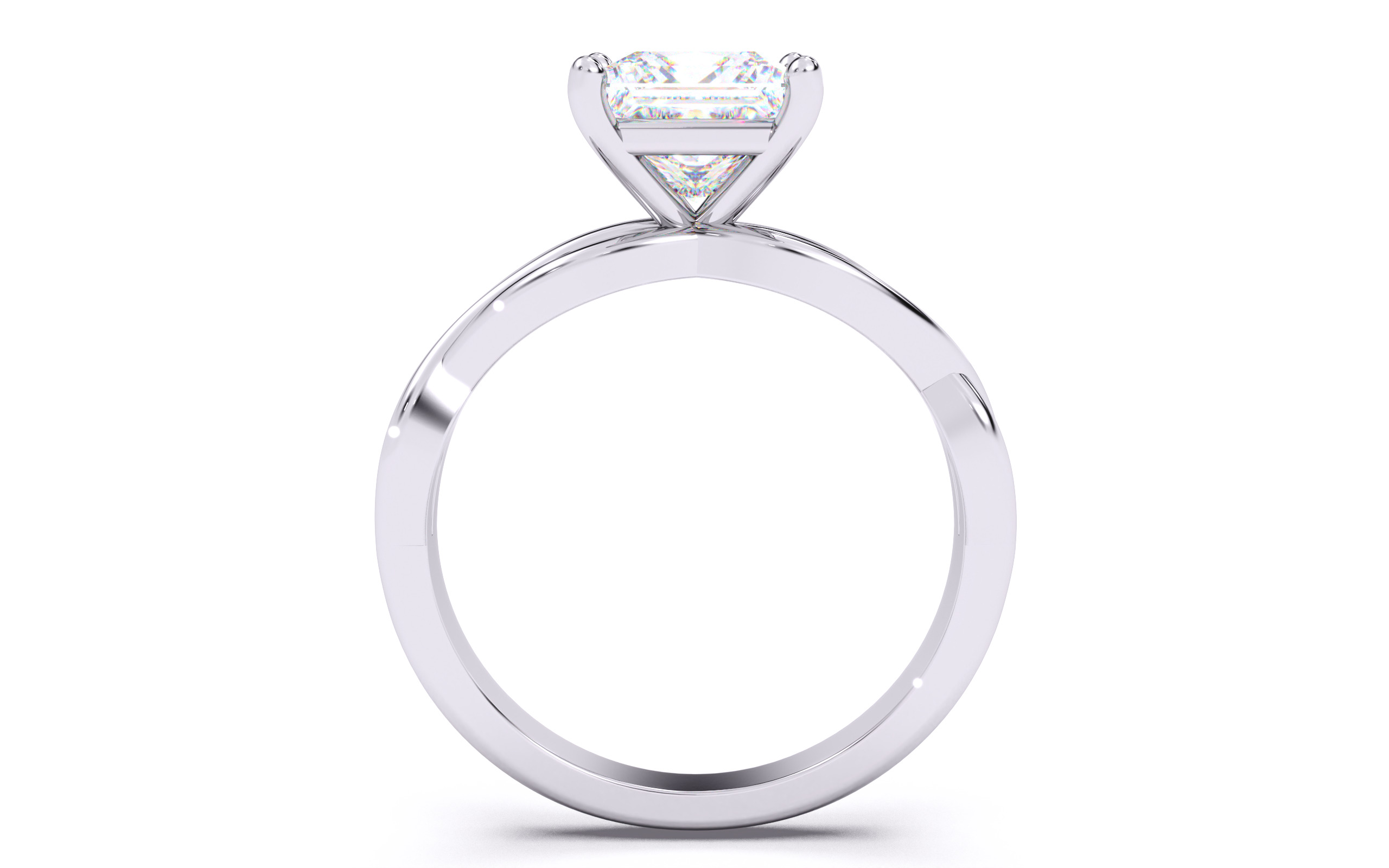 Princess Diamond Solitaire Ring 3D print model 3D print model_24