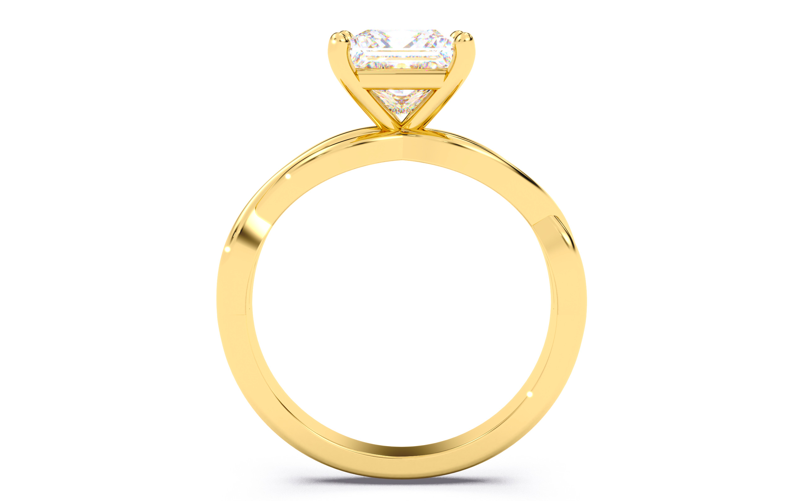 Princess Diamond Solitaire Ring 3D print model 3D print model_5