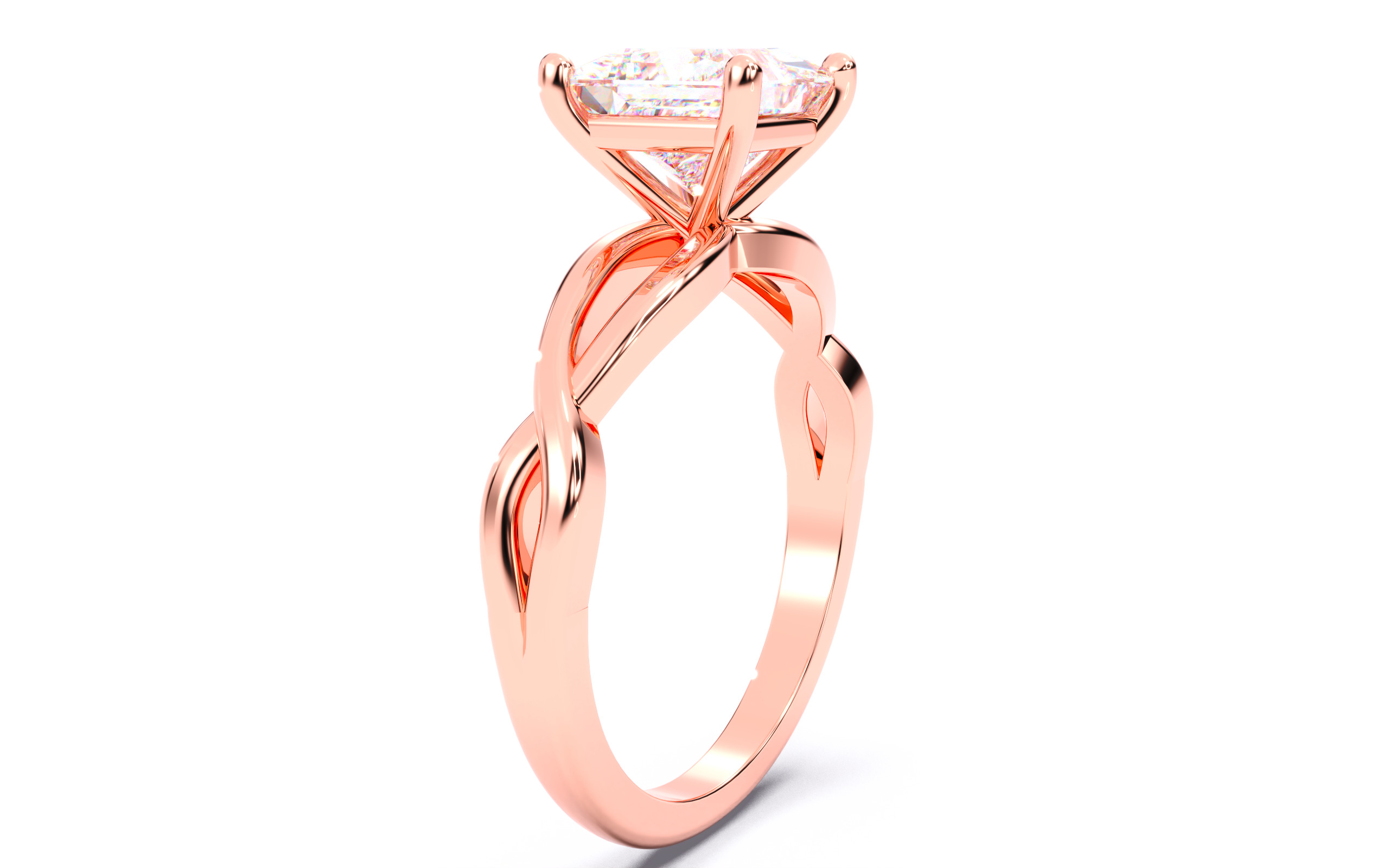 Princess Diamond Solitaire Ring 3D print model 3D print model_12