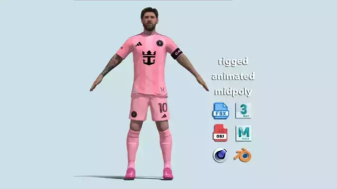 T-Pose Rigged Lionel Messi Miami 25-26 3D model