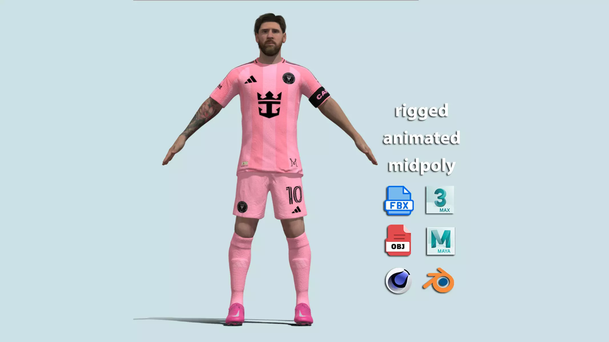 T-Pose Rigged Lionel Messi Miami 25-26 3D model_0