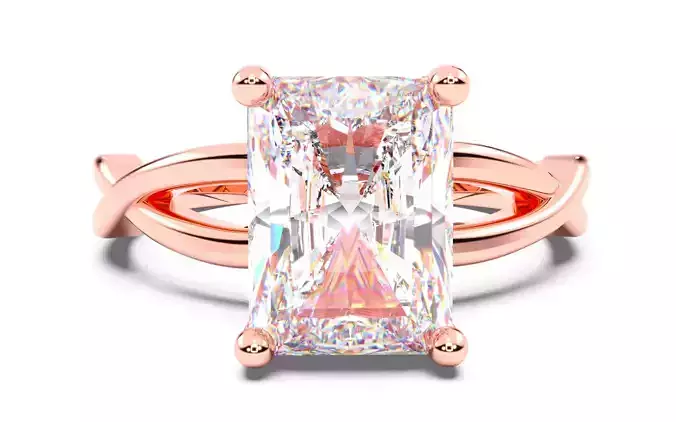 Radiant Diamond Solitaire Ring 3D print model 3D print model