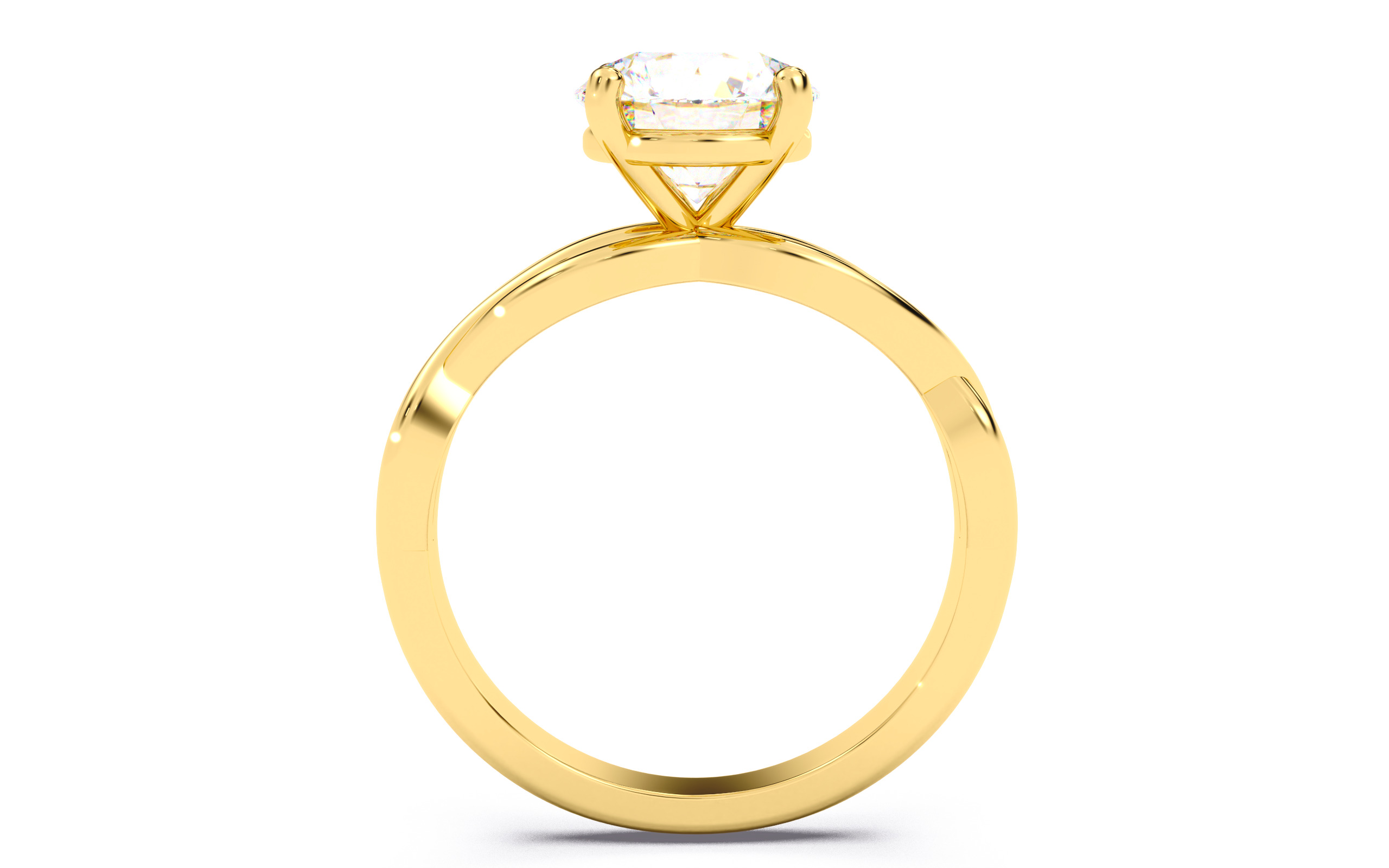 Round Diamond Solitaire Ring 3D print model 3D print model_5