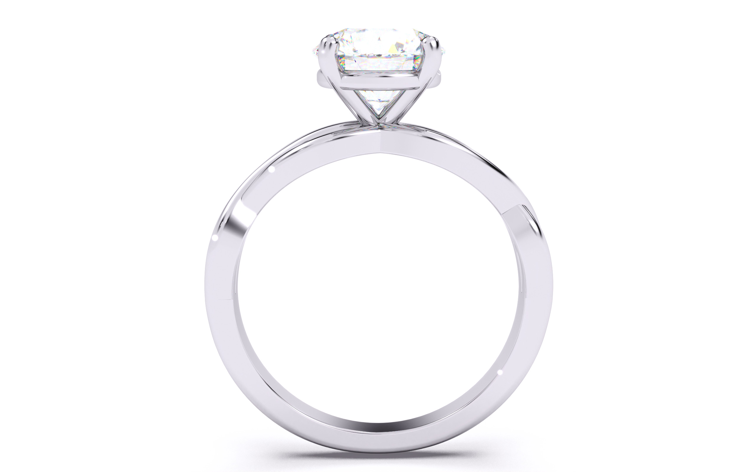 Round Diamond Solitaire Ring 3D print model 3D print model_24