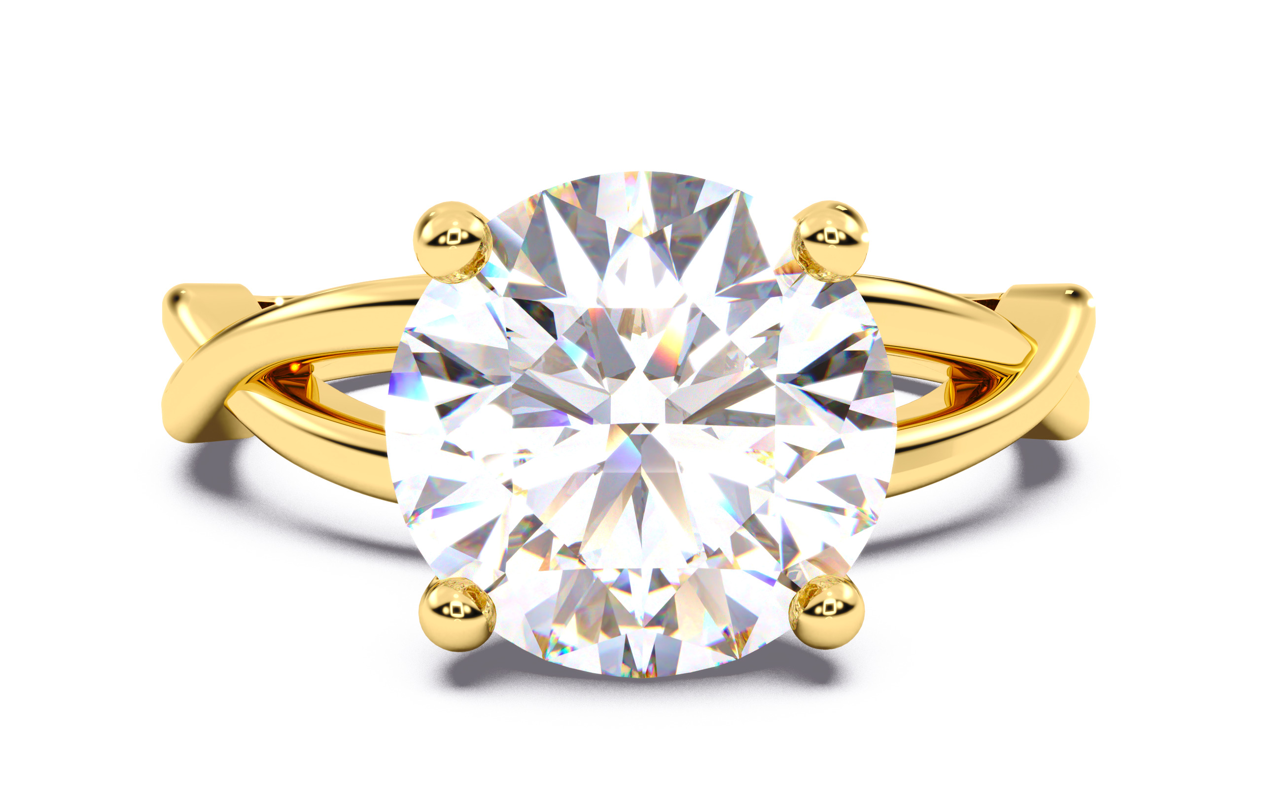 Round Diamond Solitaire Ring 3D print model 3D print model_13