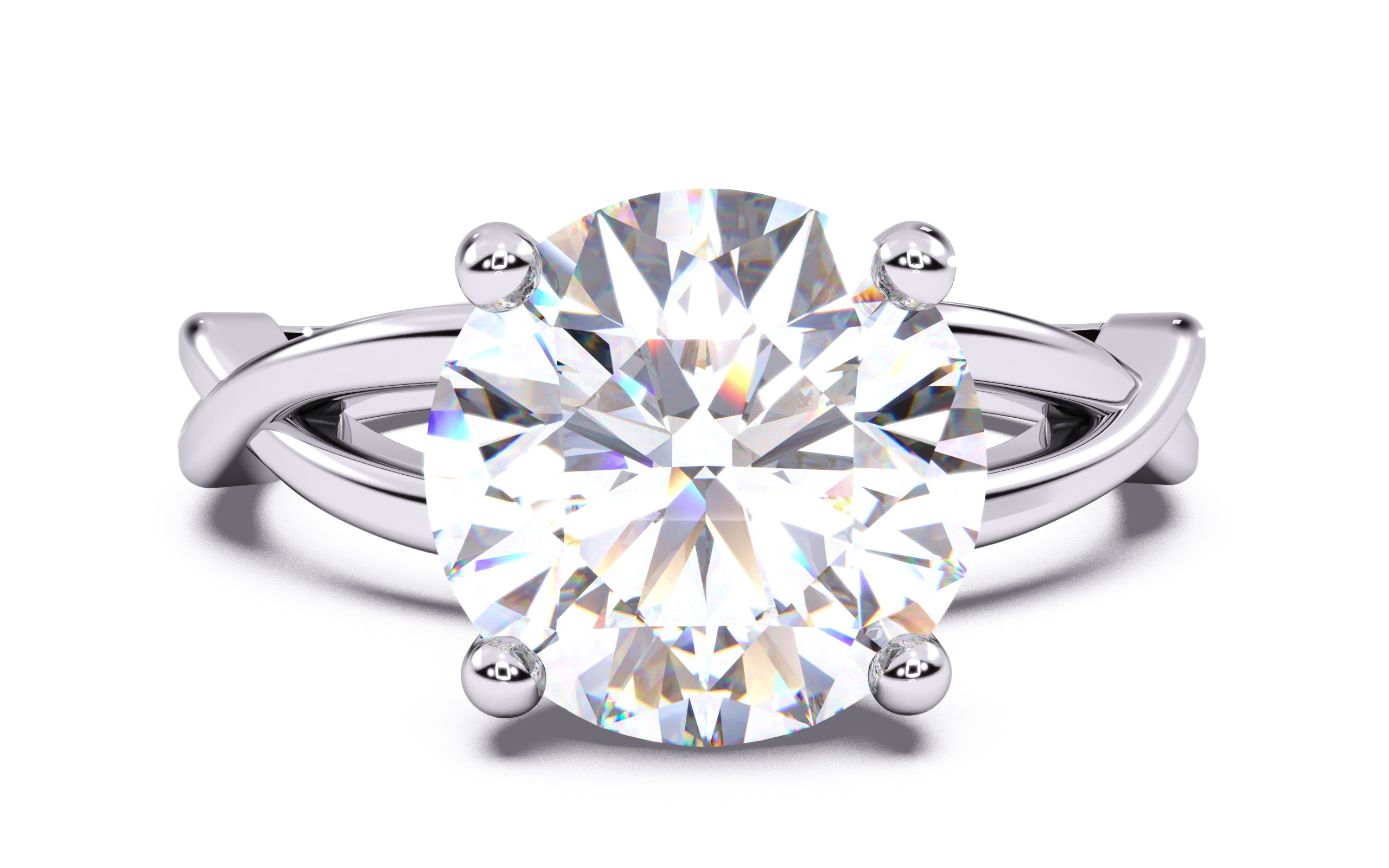 Round Diamond Solitaire Ring 3D print model 3D print model_20