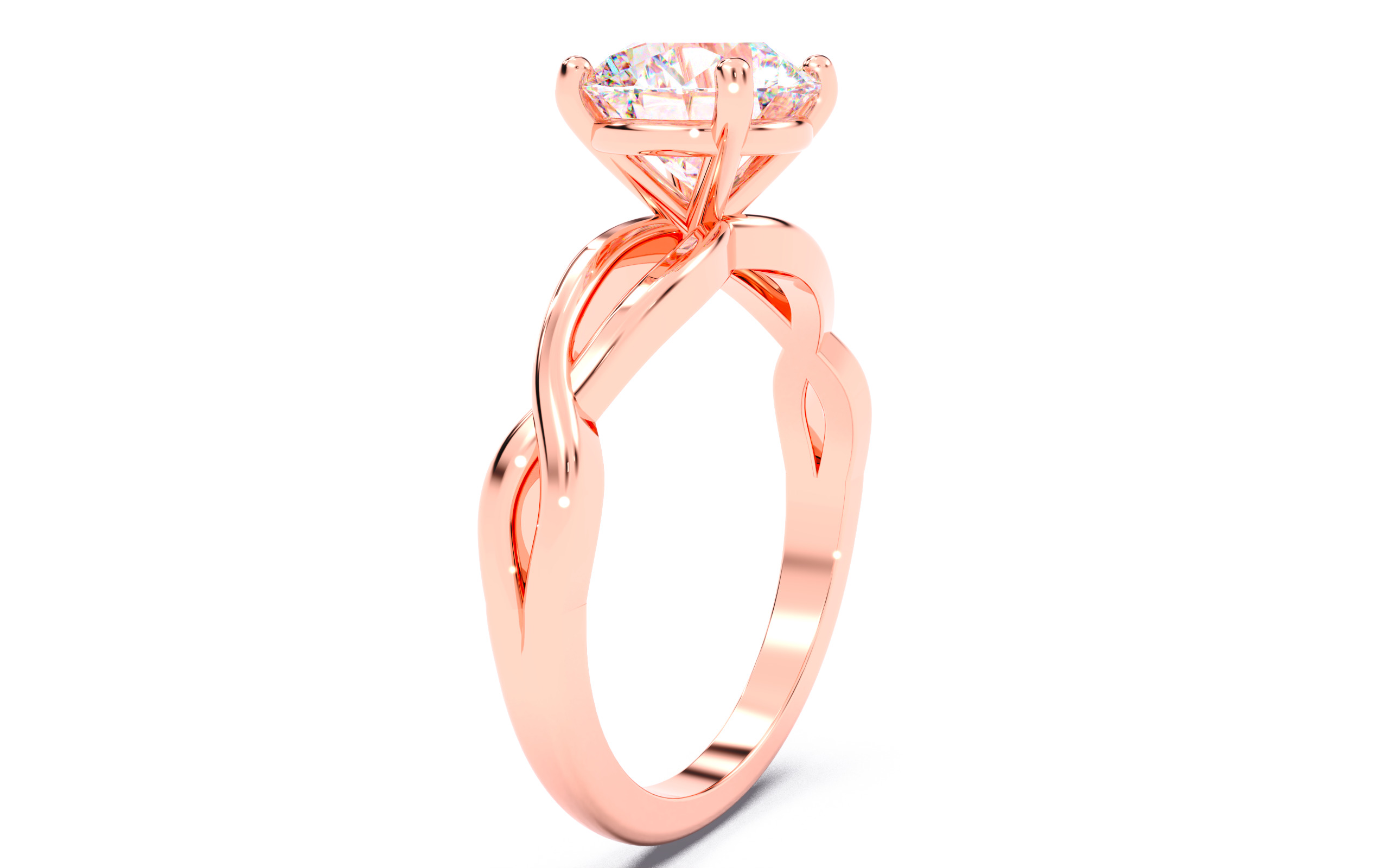 Round Diamond Solitaire Ring 3D print model 3D print model_14
