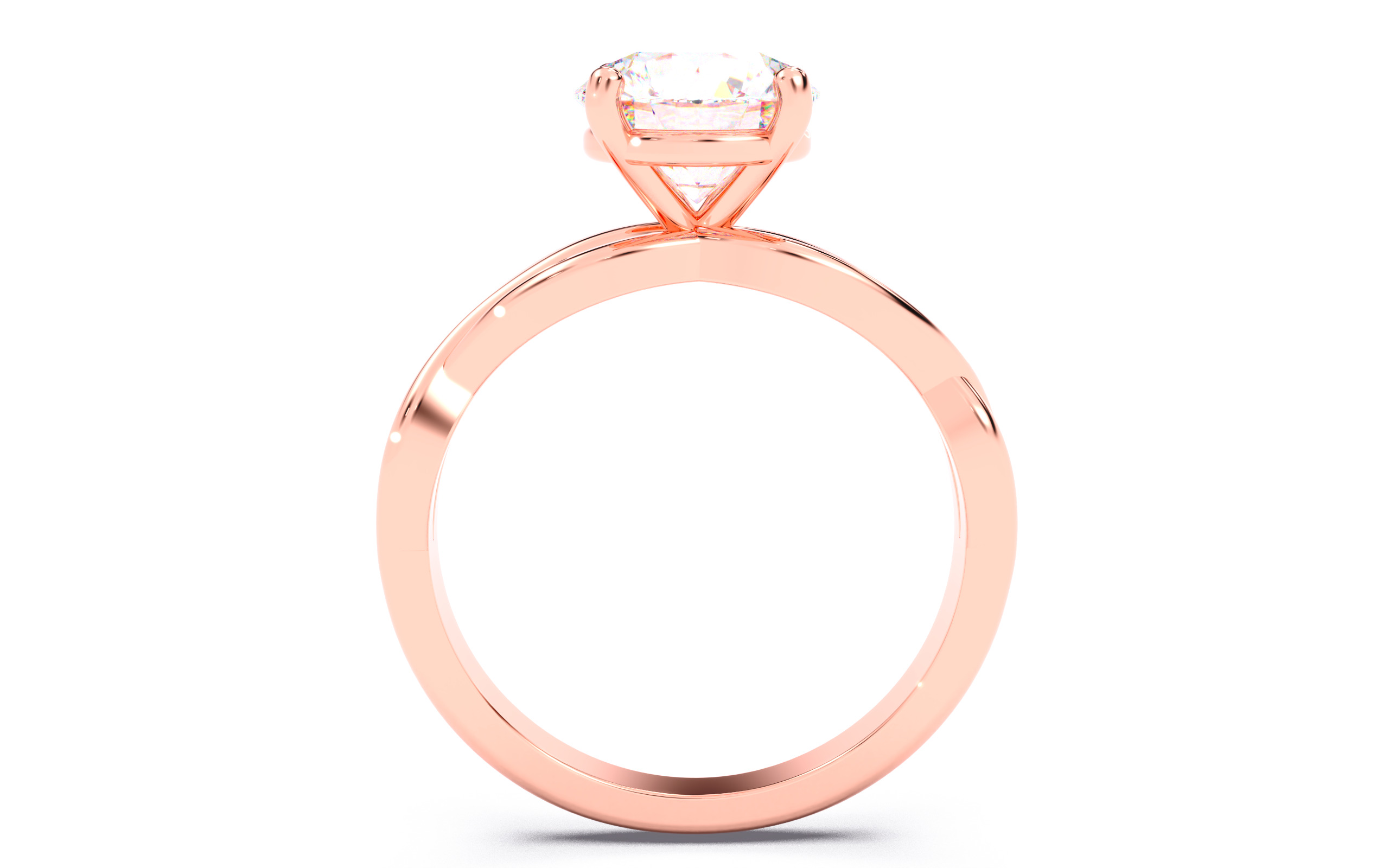 Round Diamond Solitaire Ring 3D print model 3D print model_23
