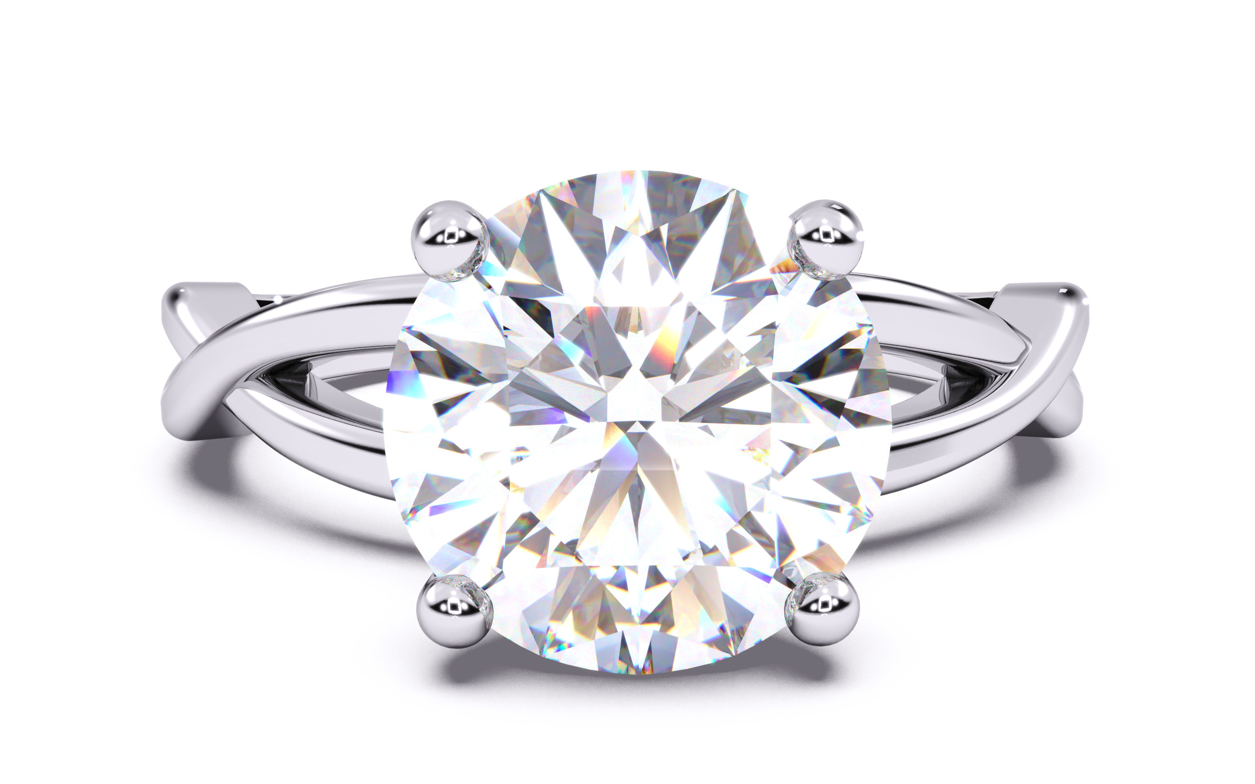 Round Diamond Solitaire Ring 3D print model 3D print model_19