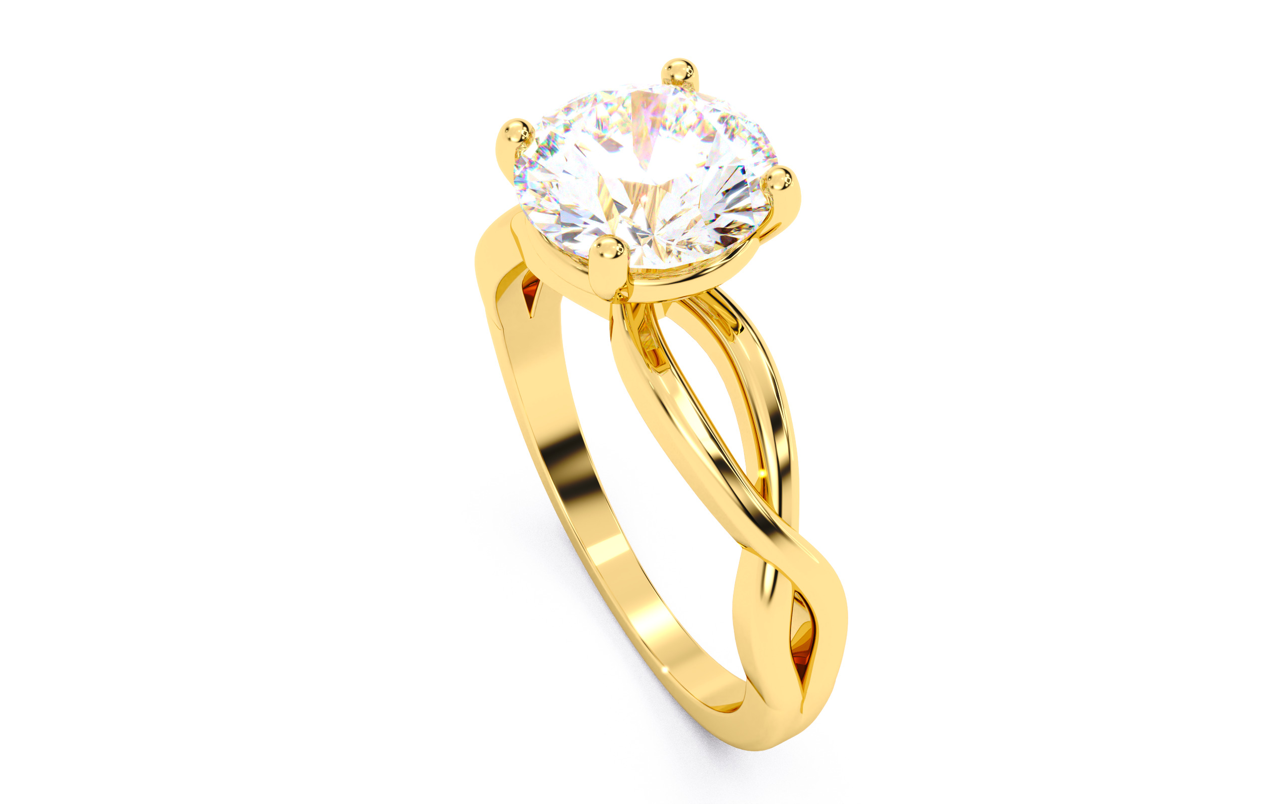 Round Diamond Solitaire Ring 3D print model 3D print model_7