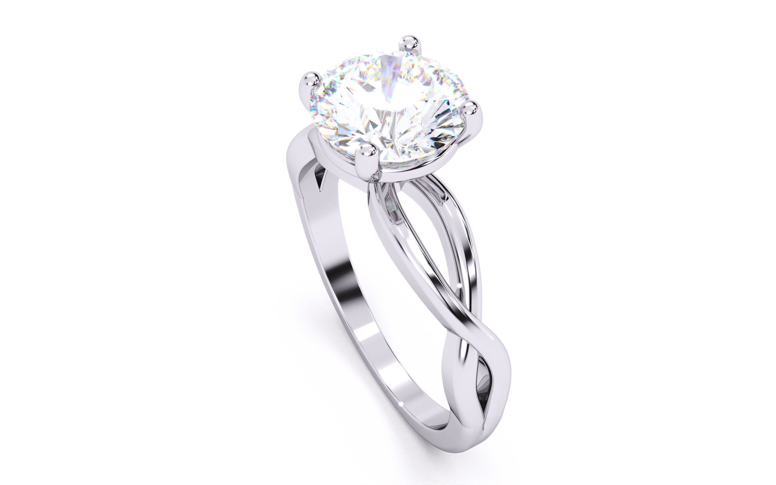 Round Diamond Solitaire Ring 3D print model 3D print model_8