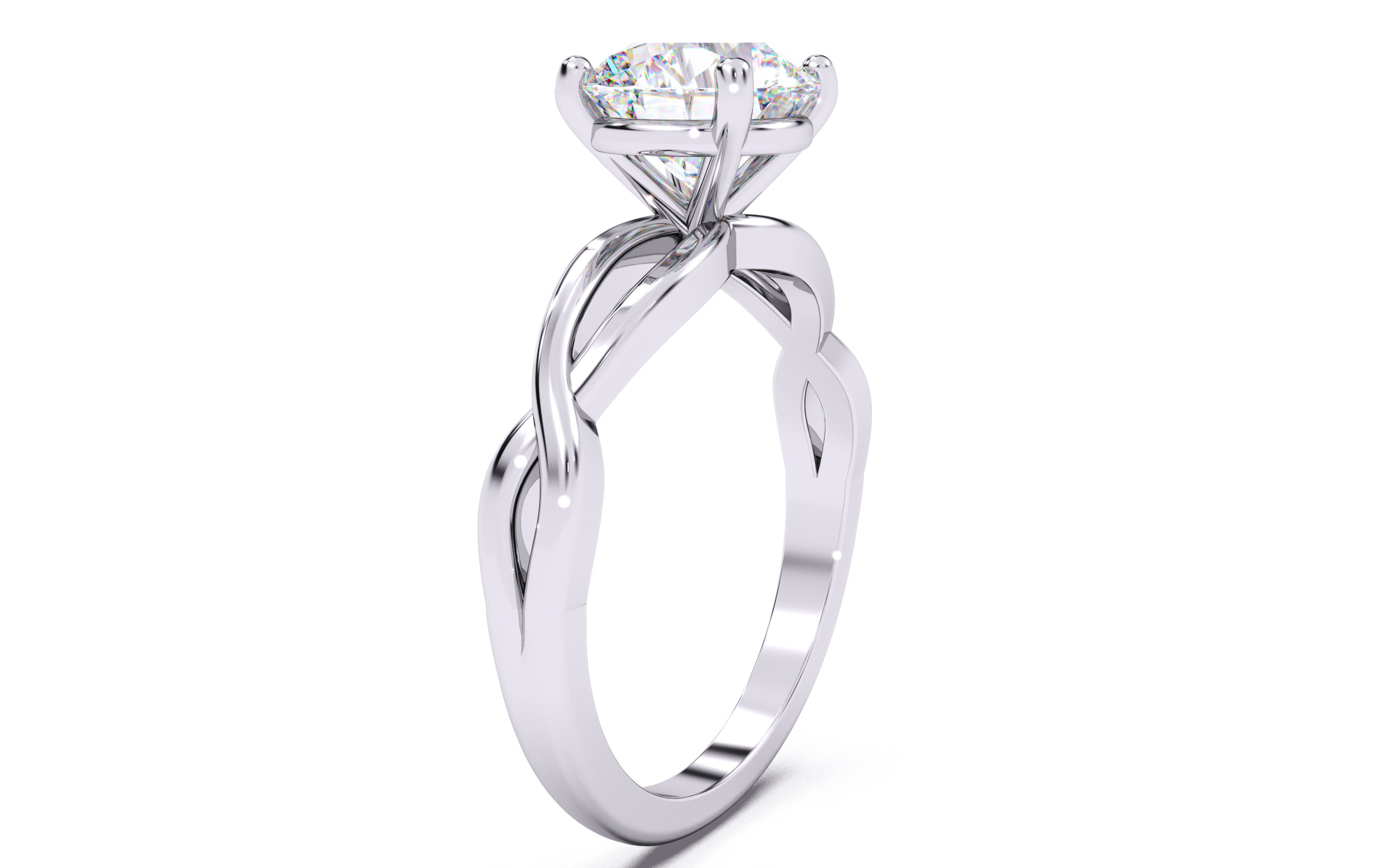 Round Diamond Solitaire Ring 3D print model 3D print model_16