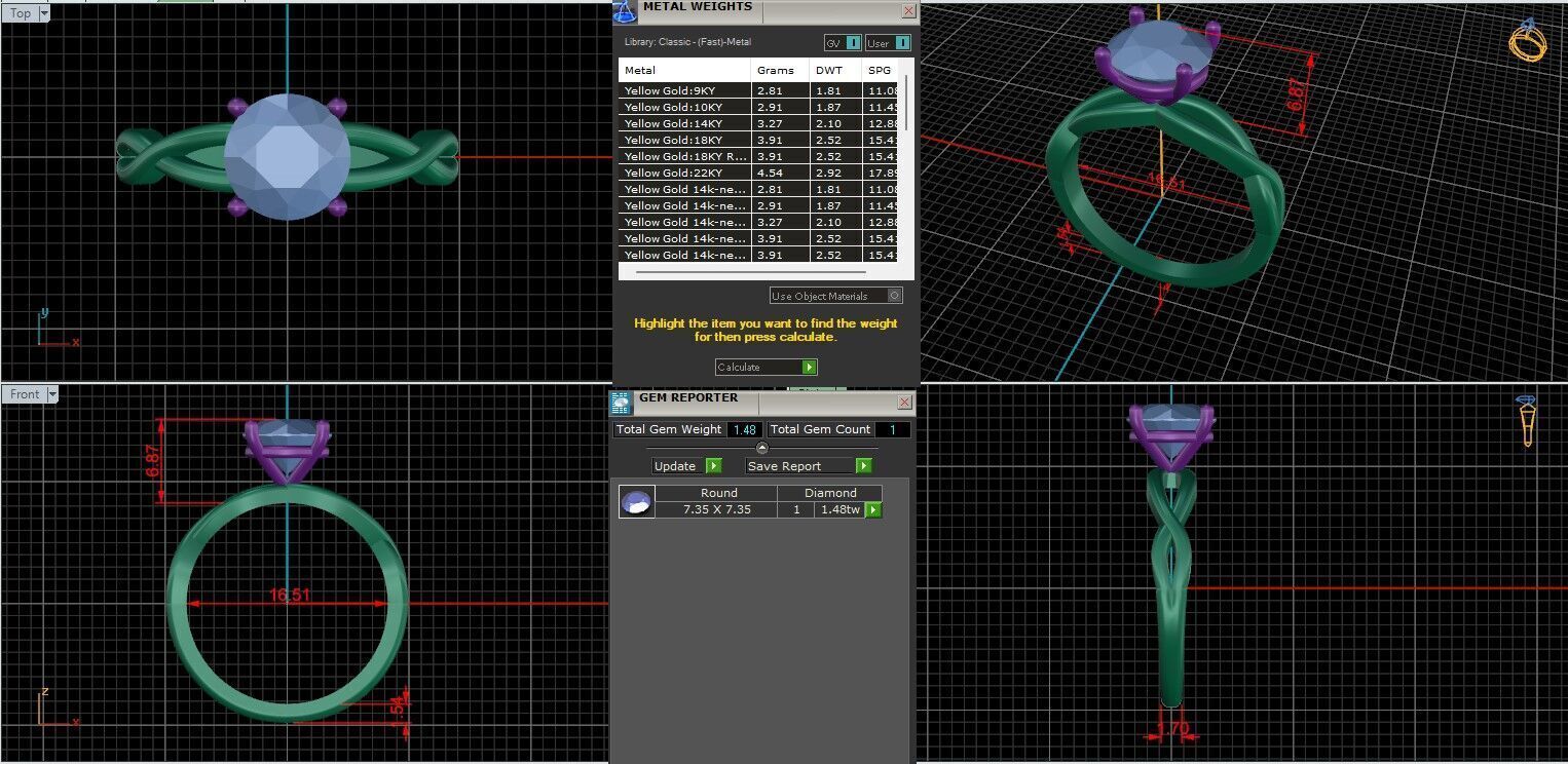 Round Diamond Solitaire Ring 3D print model 3D print model_1