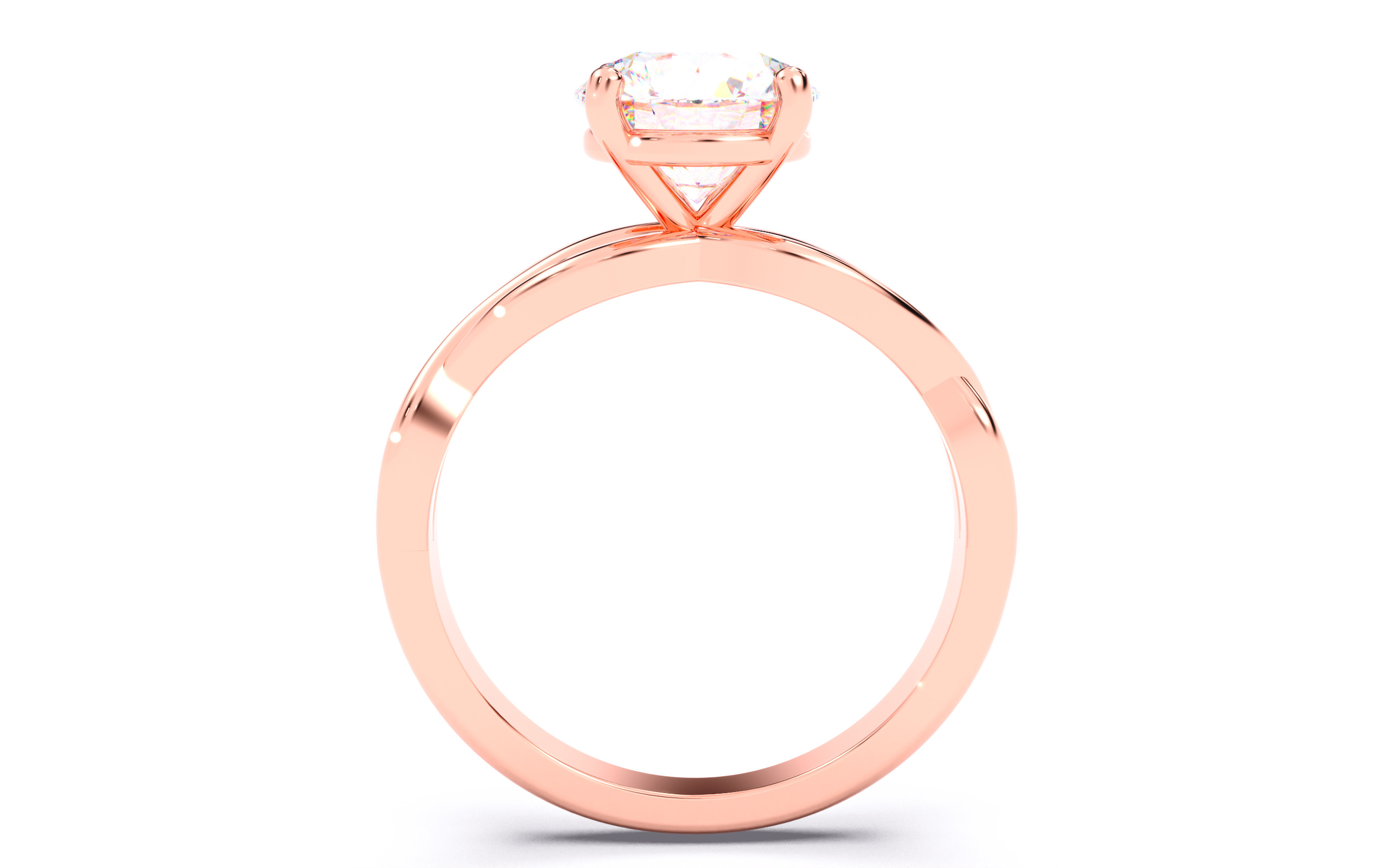 Round Diamond Solitaire Ring 3D print model 3D print model_22