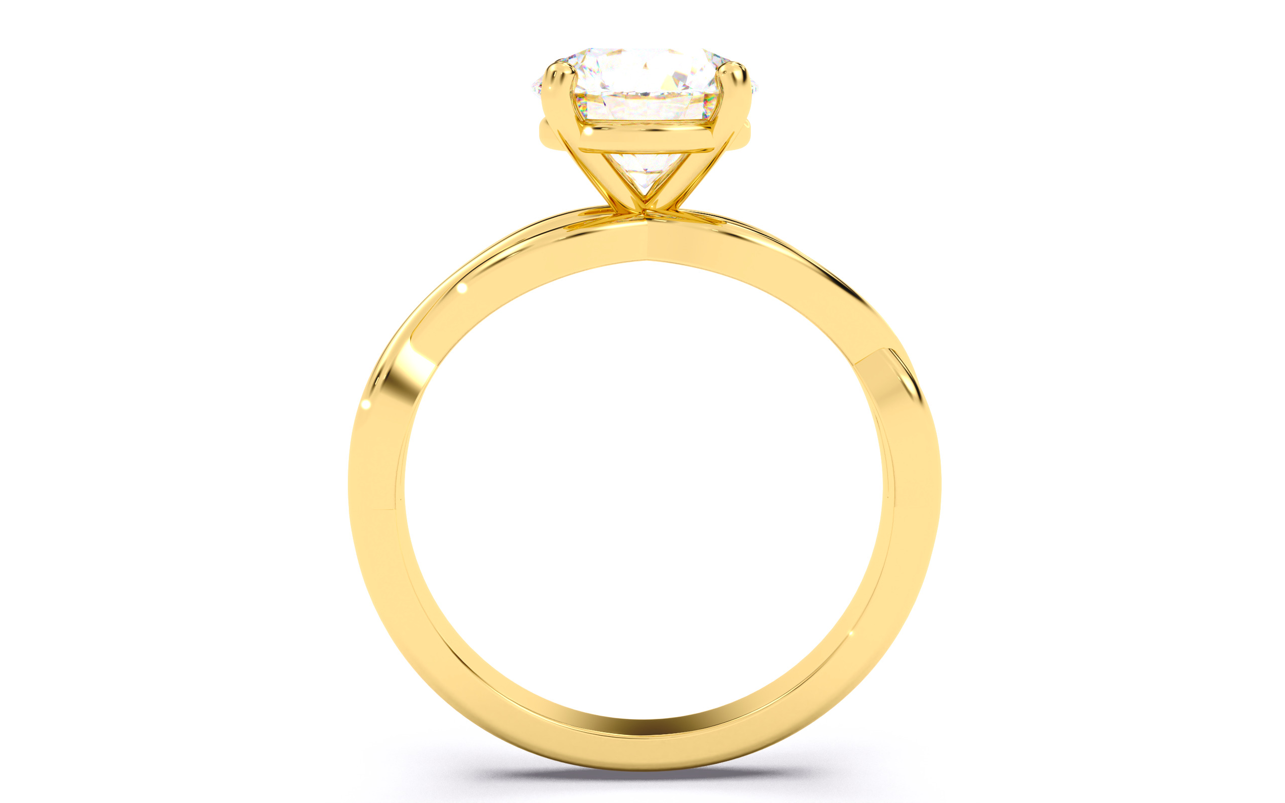 Round Diamond Solitaire Ring 3D print model 3D print model_4
