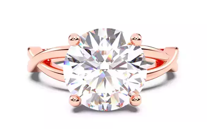 Round Diamond Solitaire Ring 3D print model 3D print model