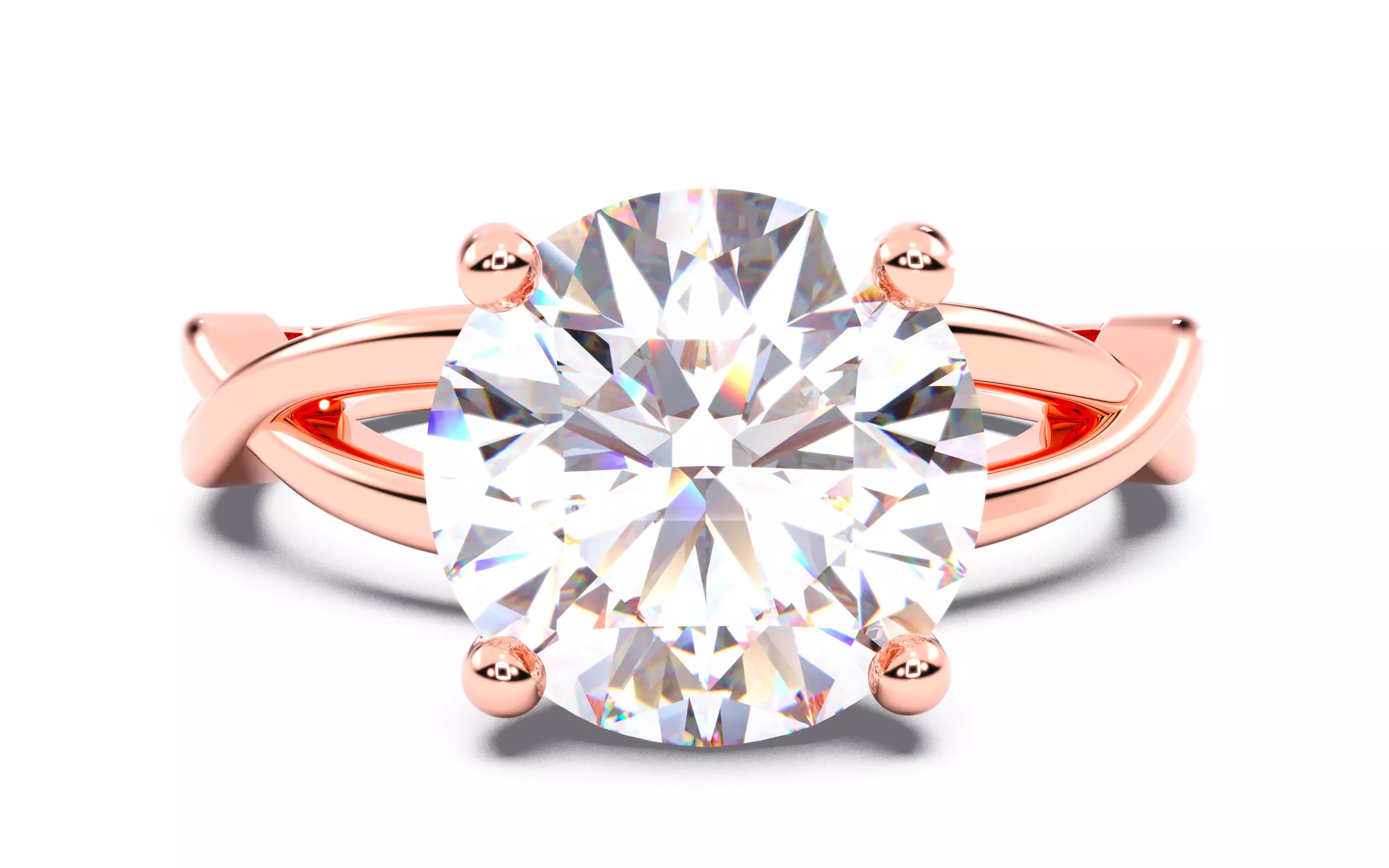 Round Diamond Solitaire Ring 3D print model 3D print model_0