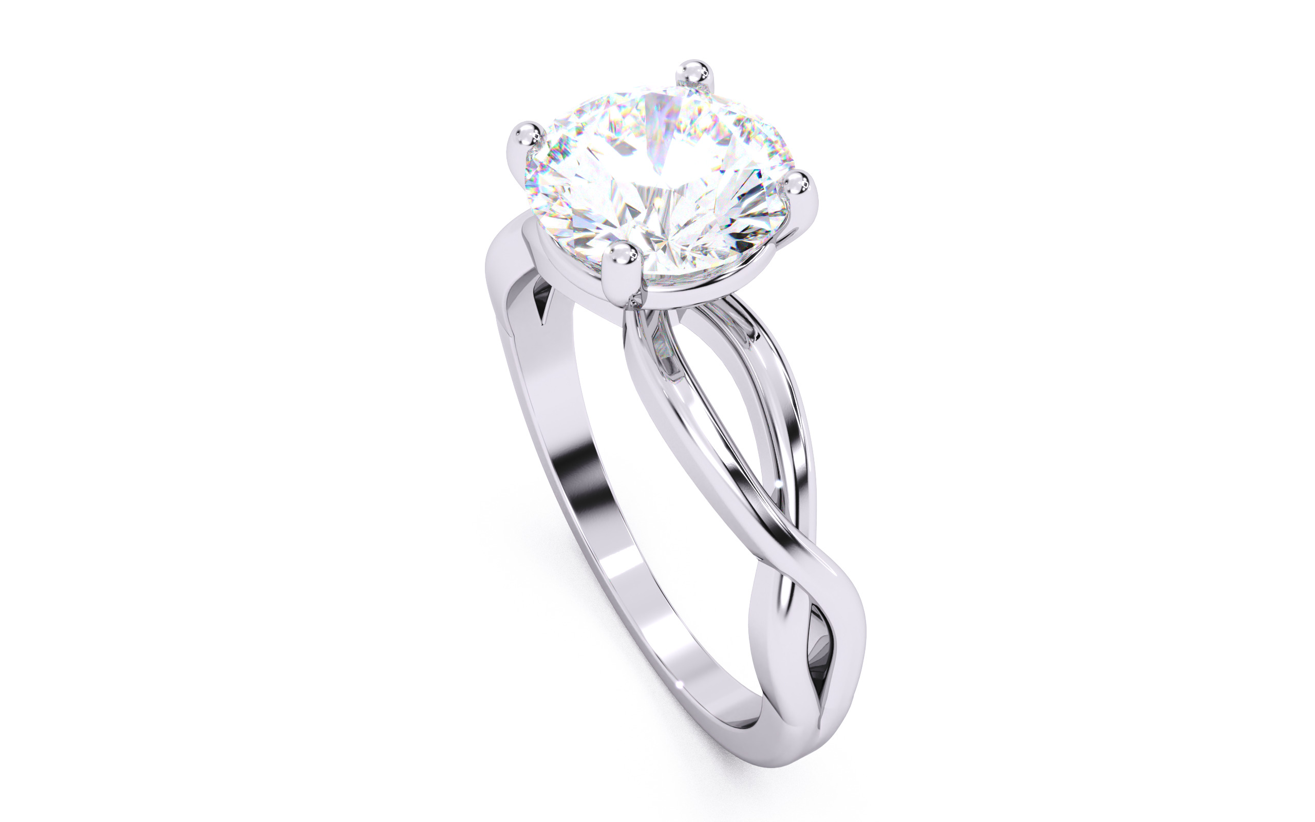 Round Diamond Solitaire Ring 3D print model 3D print model_9