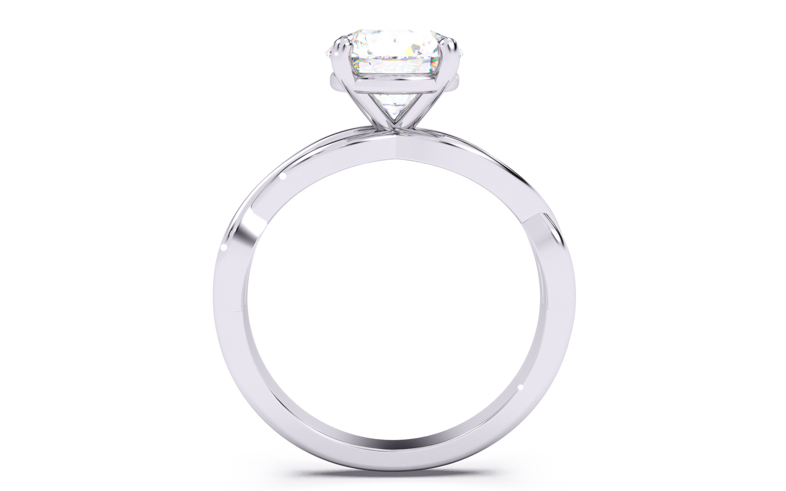 Round Diamond Solitaire Ring 3D print model 3D print model_3