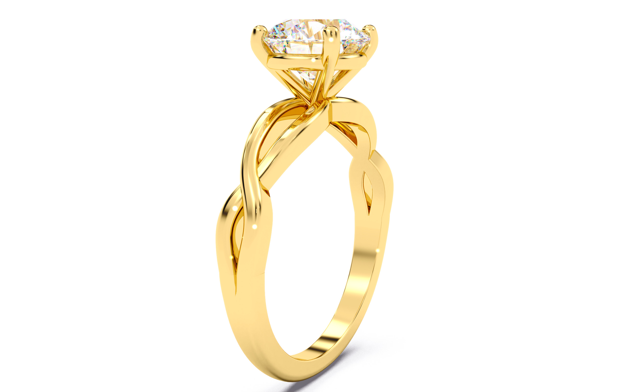 Round Diamond Solitaire Ring 3D print model 3D print model_18