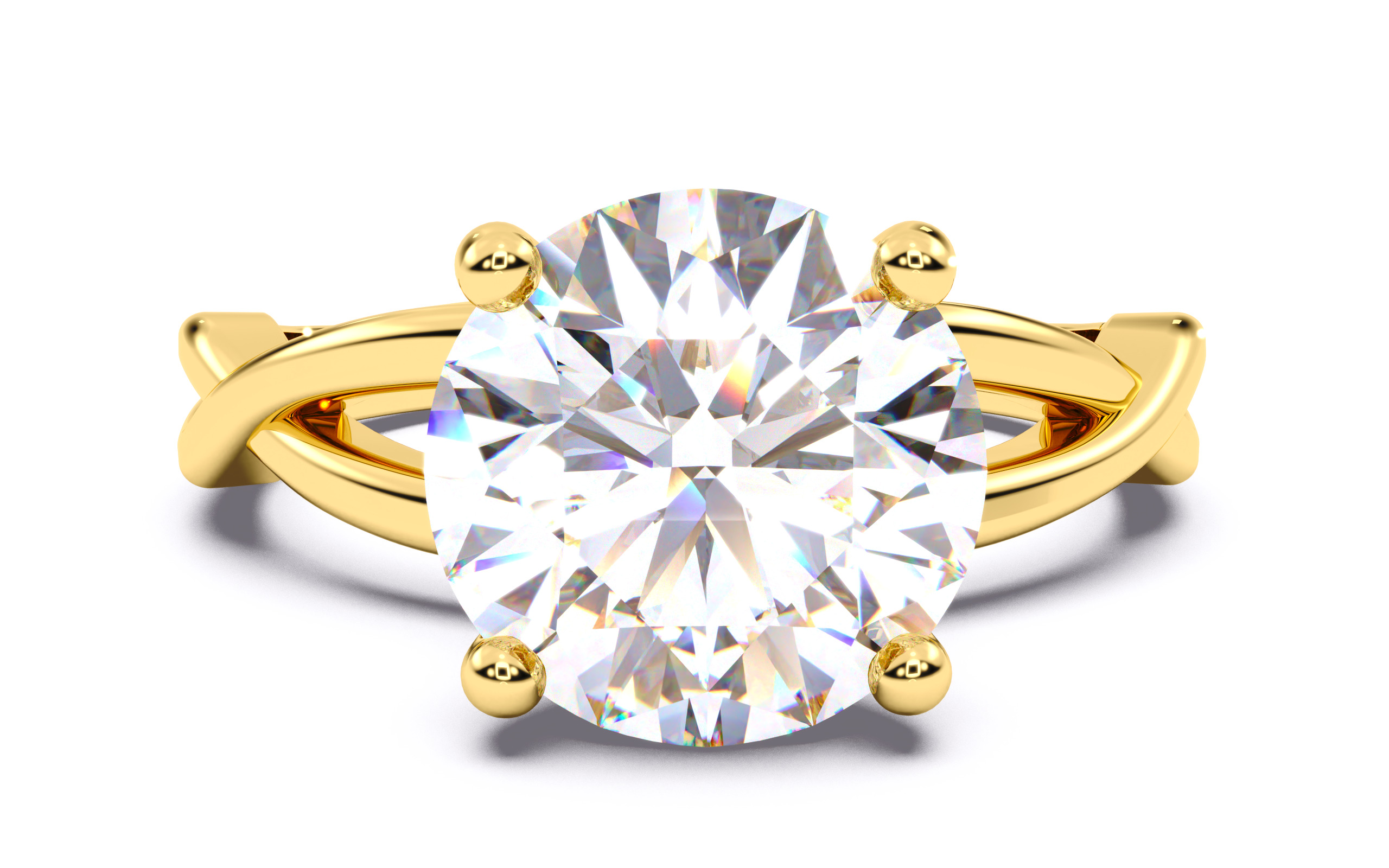 Round Diamond Solitaire Ring 3D print model 3D print model_2