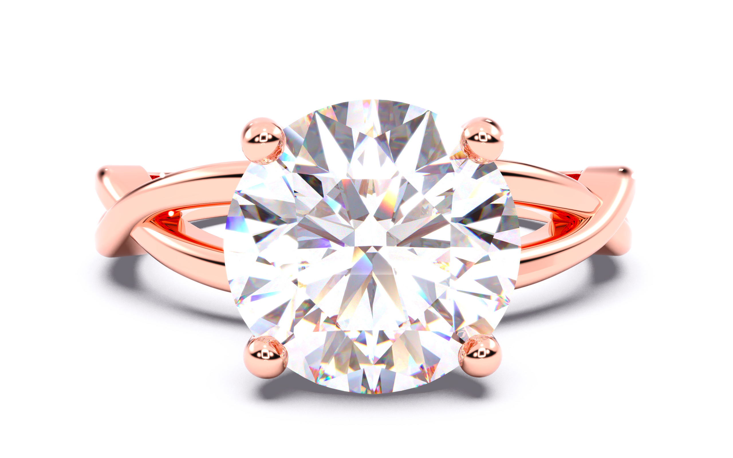 Round Diamond Solitaire Ring 3D print model 3D print model_21