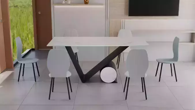 Modern Dining Table Set  High-Quality 3D Model