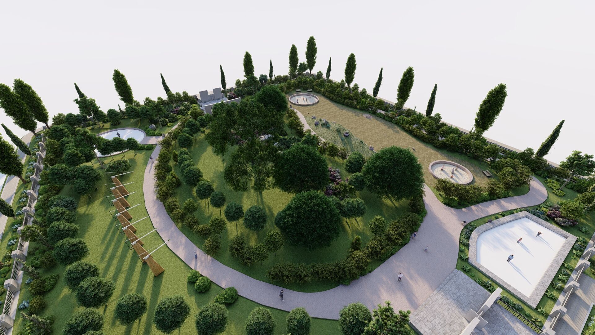 park-public park-Private Park Landscape 3D model_10