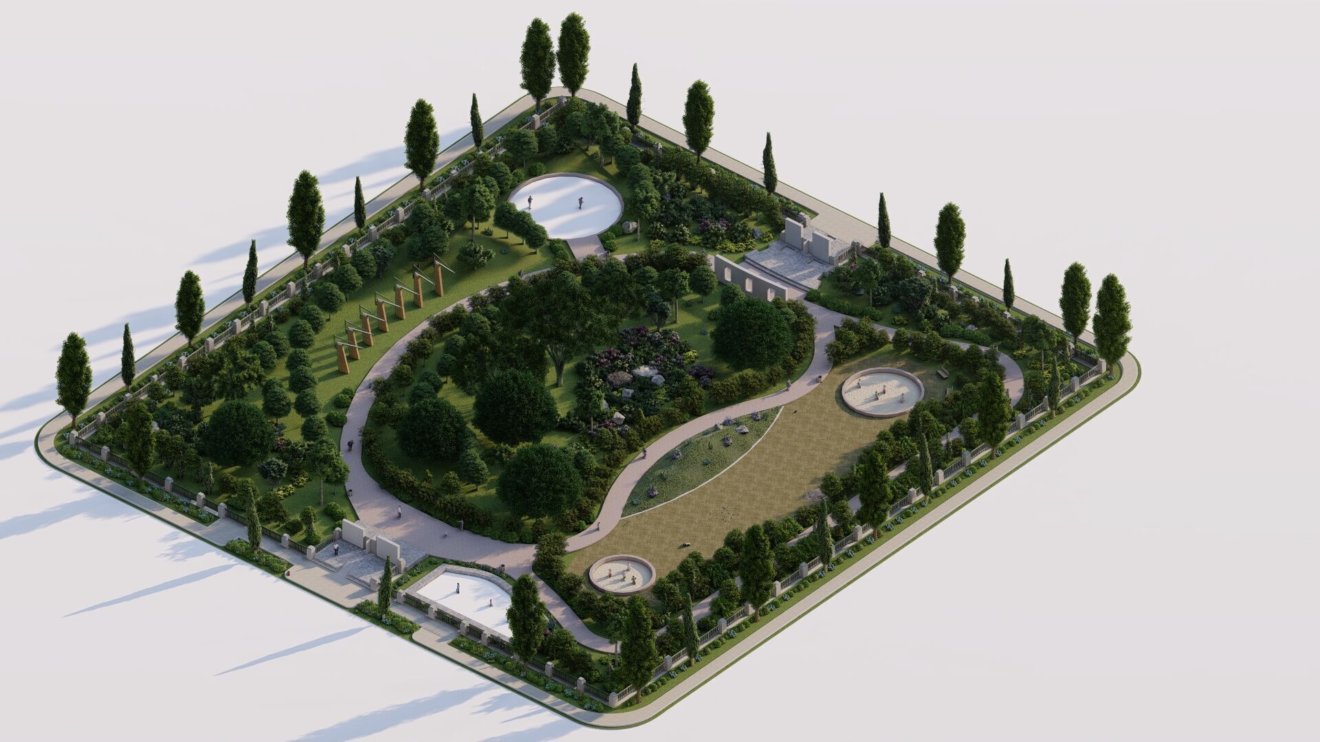 park-public park-Private Park Landscape 3D model_13