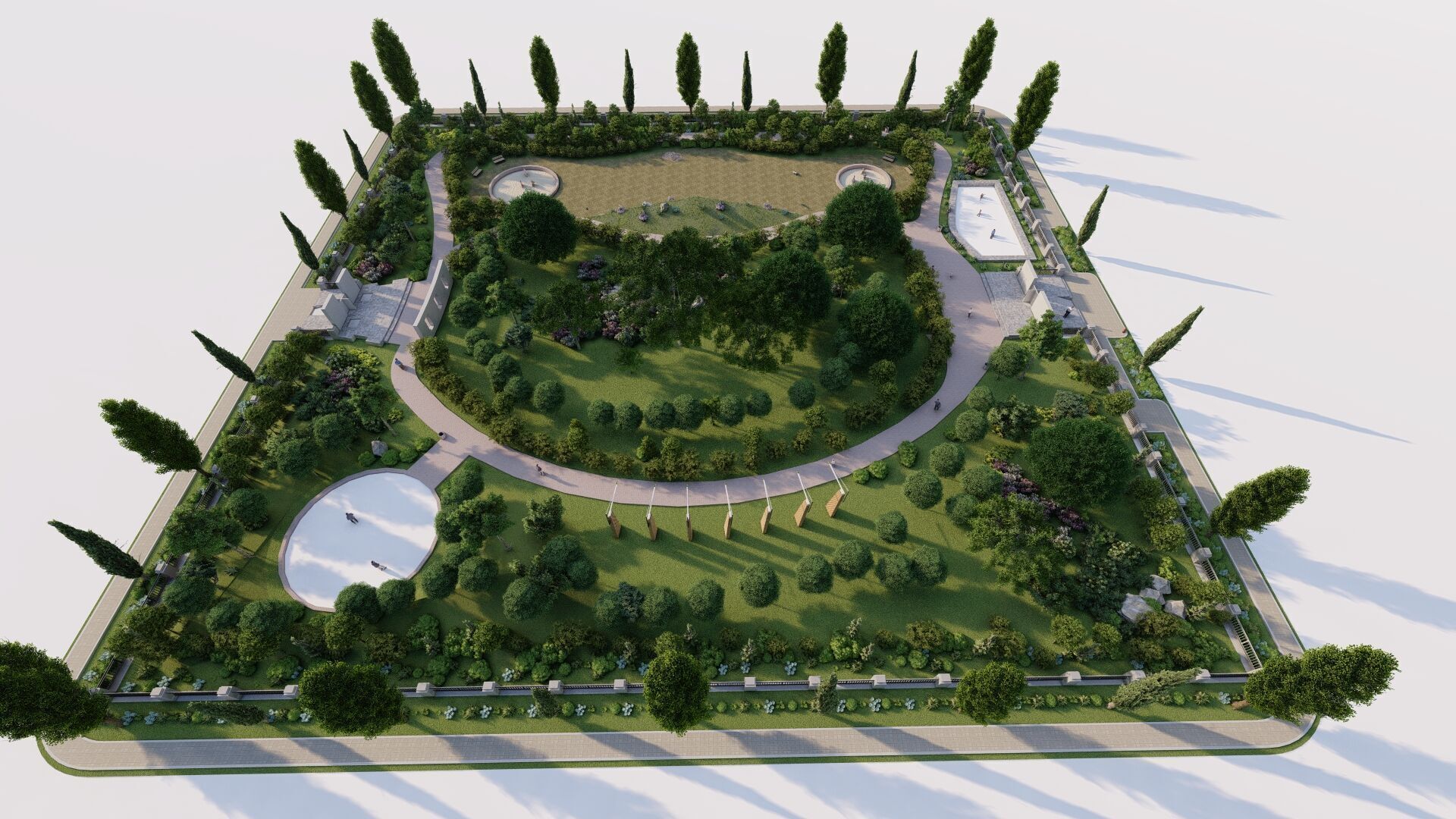 park-public park-Private Park Landscape 3D model_7